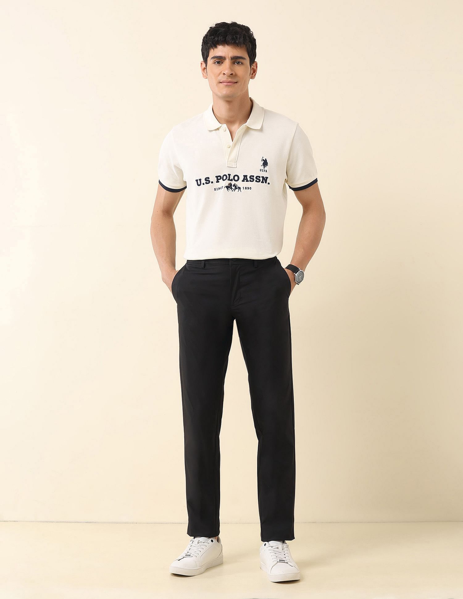 U.S. Polo Assn. Solid Denver Slim Fit Trousers