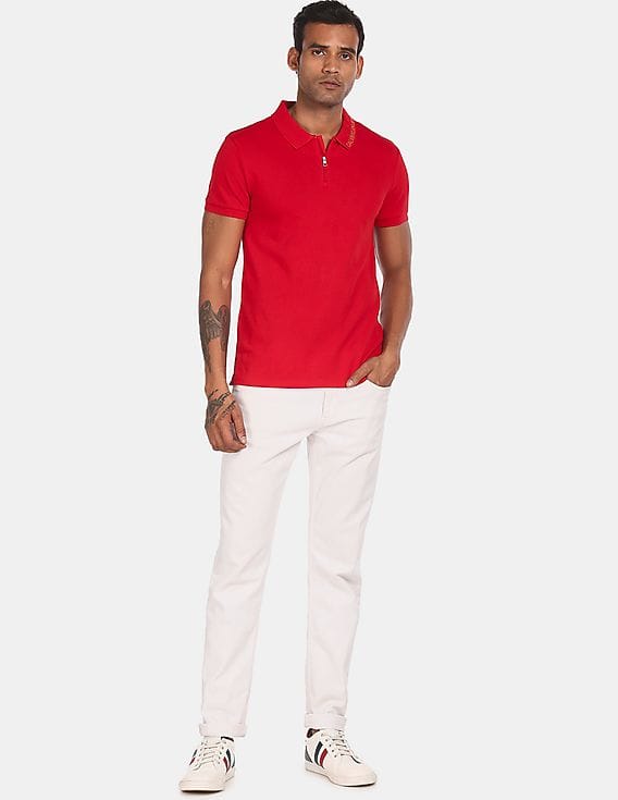 White Pants Polo Red And White Shirt Men's Polo Red T-Shirt