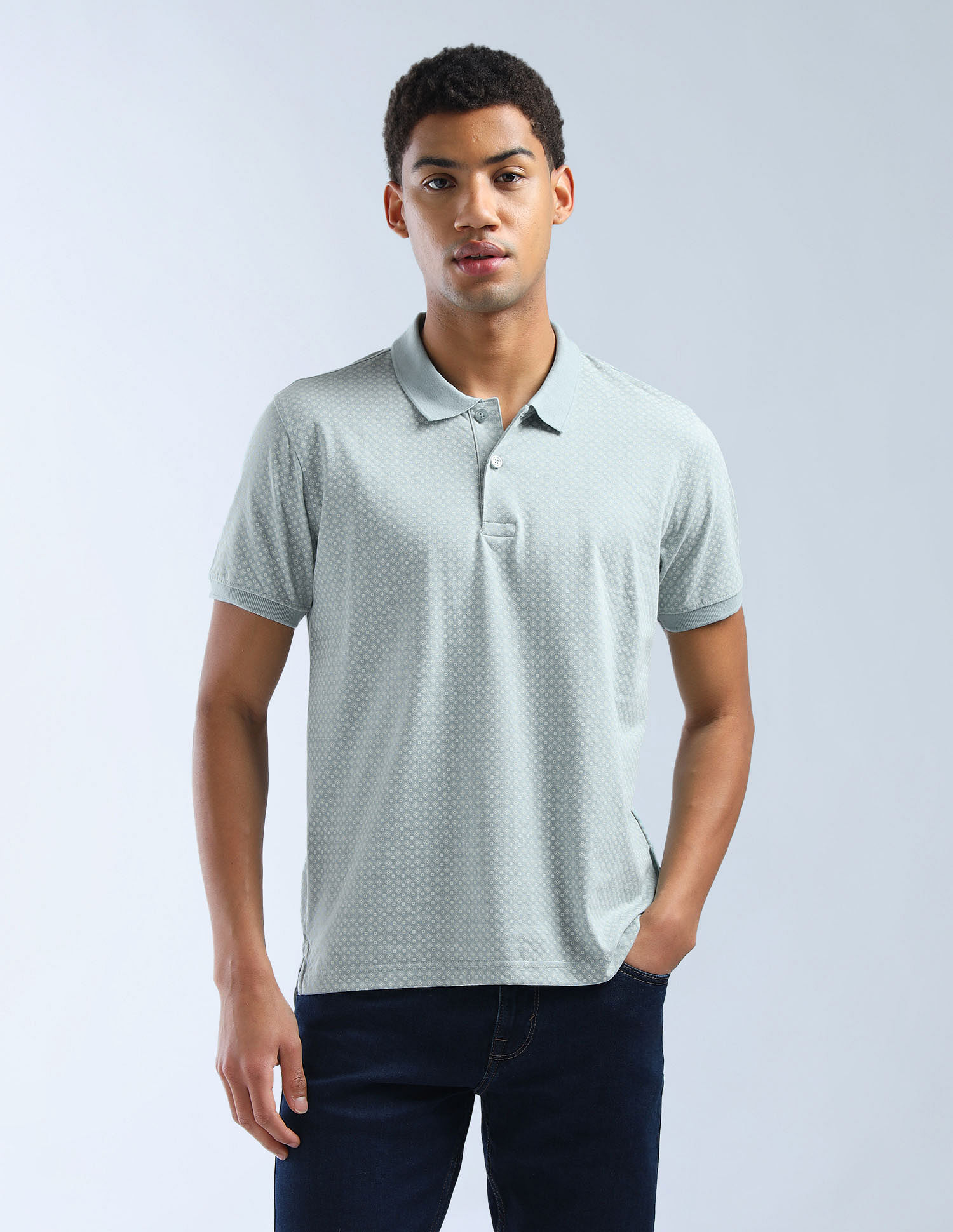 Flying Machine Geometric Printed Regular Fit Polo Shirt