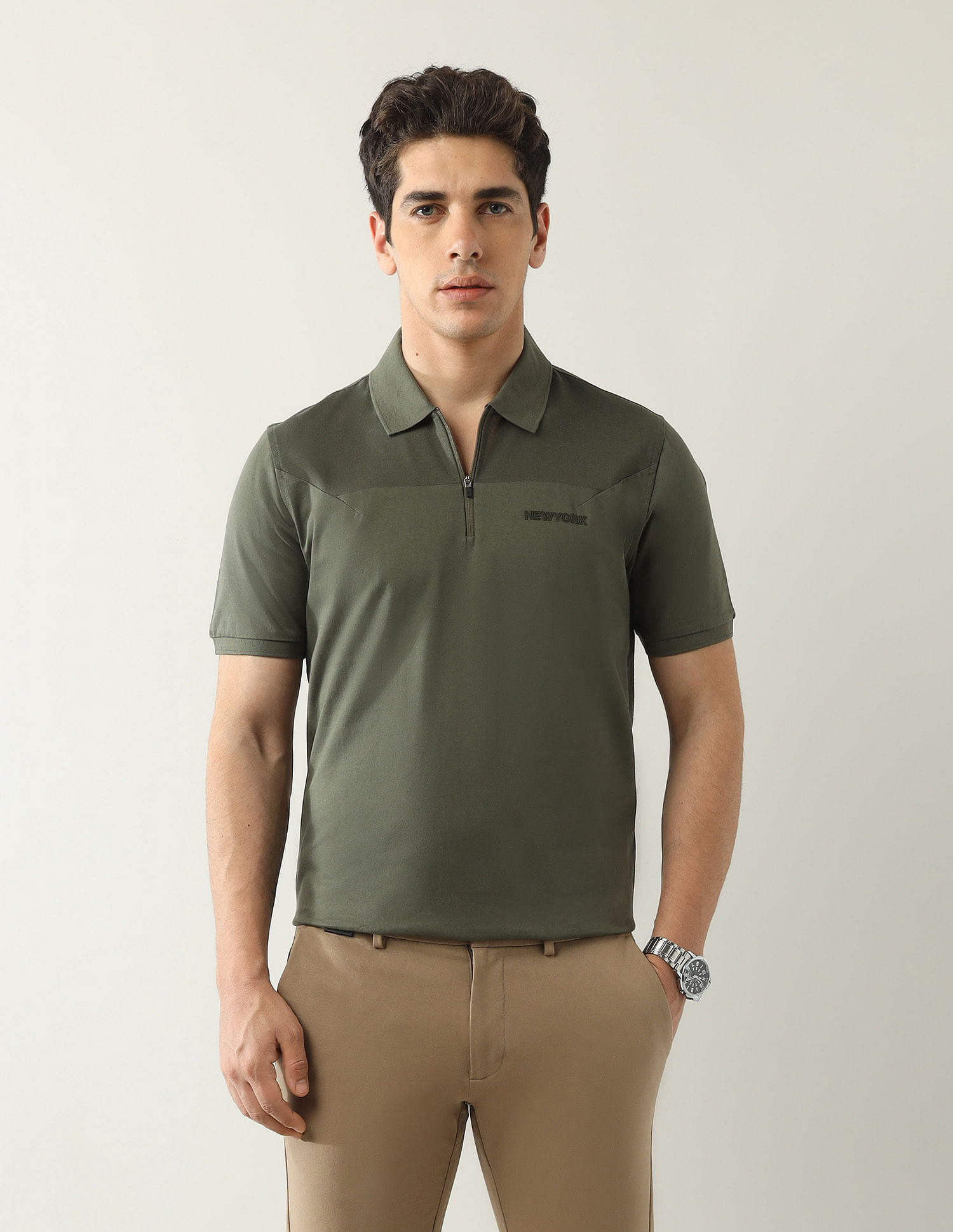 Arrow Newyork Solid Pure Cotton Polo Shirt