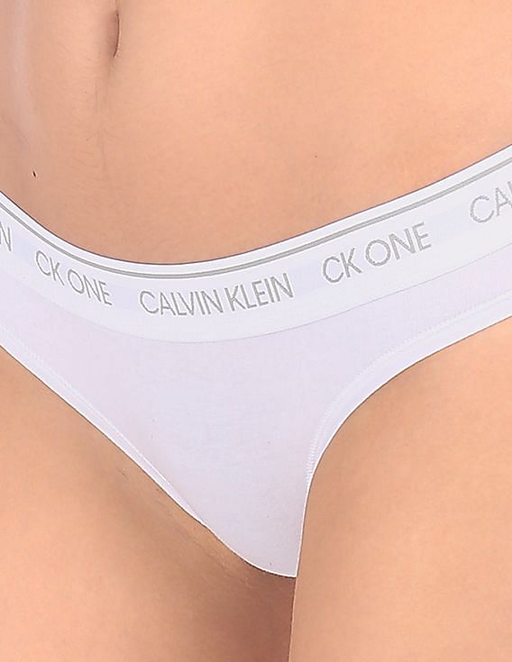 Calvin Klein Underwear Women Off White Solid Cotton Modal Stretch Bikini Briefs
