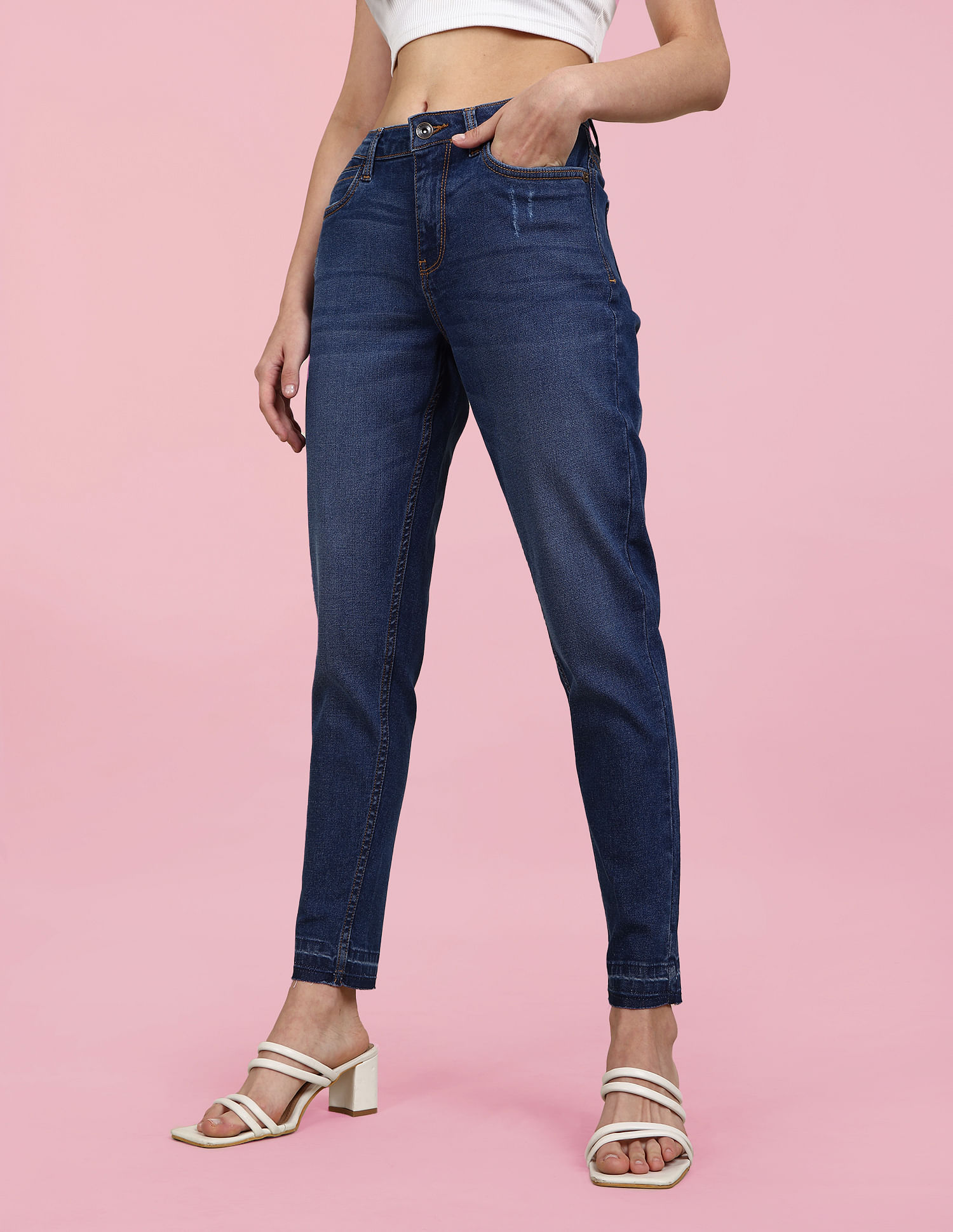 Flying Machine Women Veronica Skinny Fit Mid Rise Stone Wash Jeans
