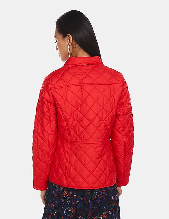 tommy hilfiger red quilted jacket