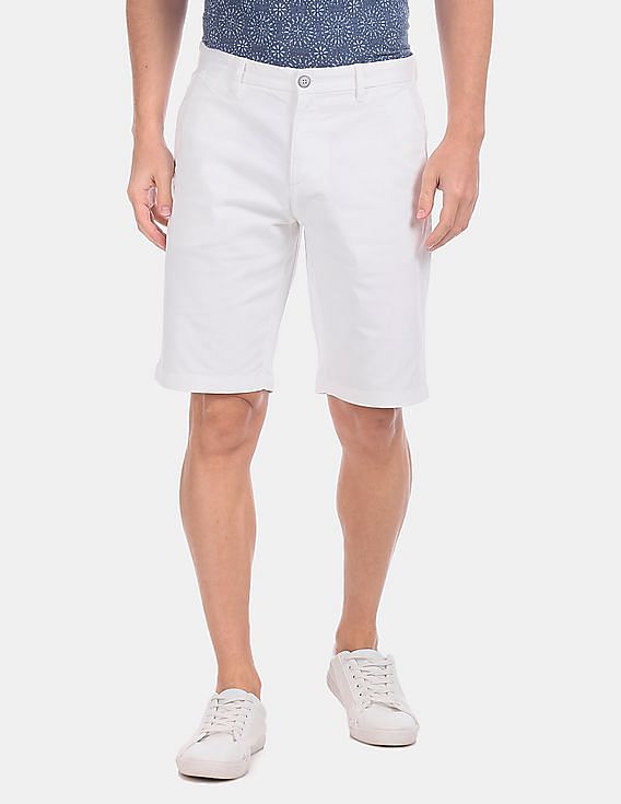 U.S. Polo Assn. White Solid Cotton Stretch Shorts