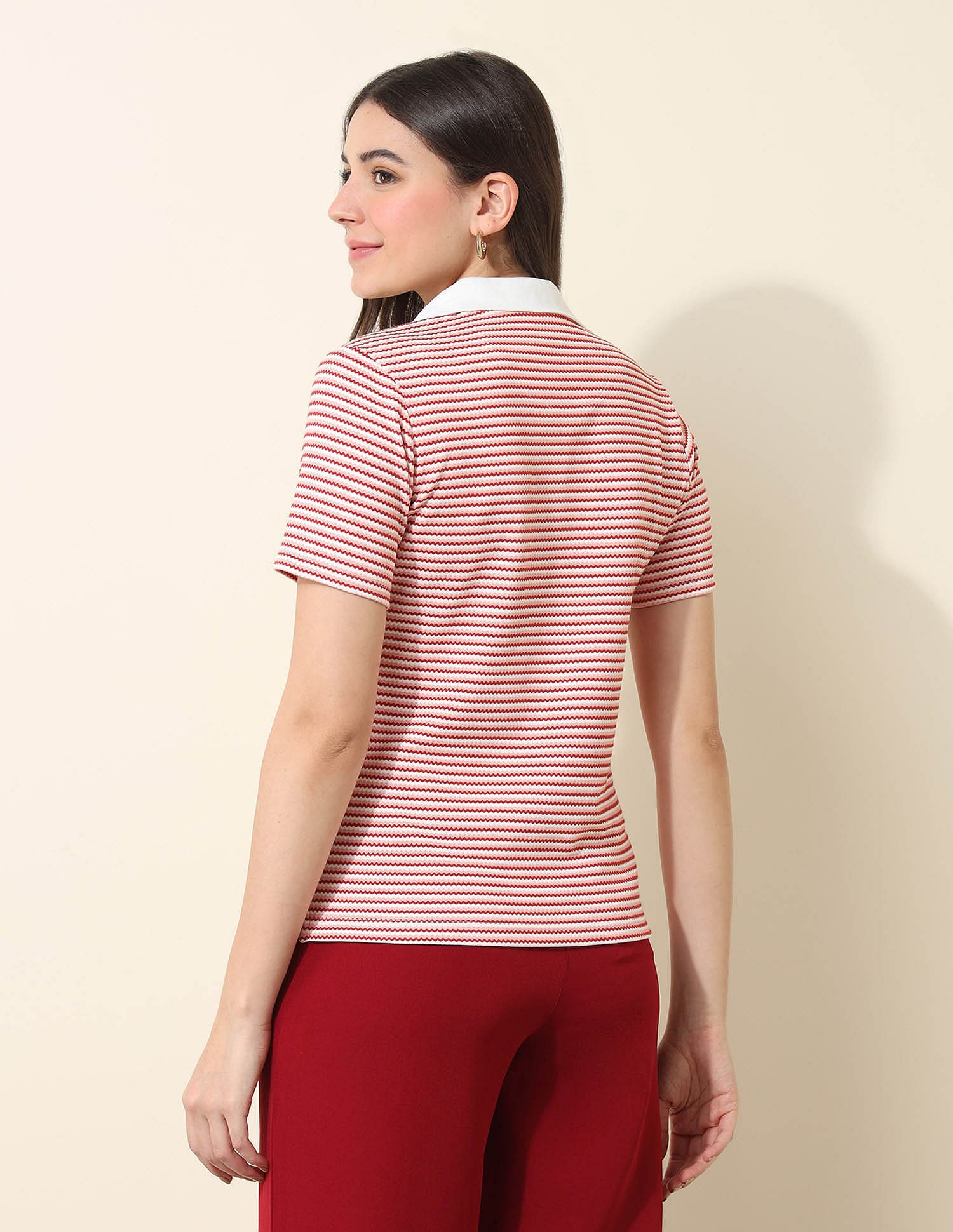U.S. Polo Assn. Women Relaxed Fit Striped Polo Shirt