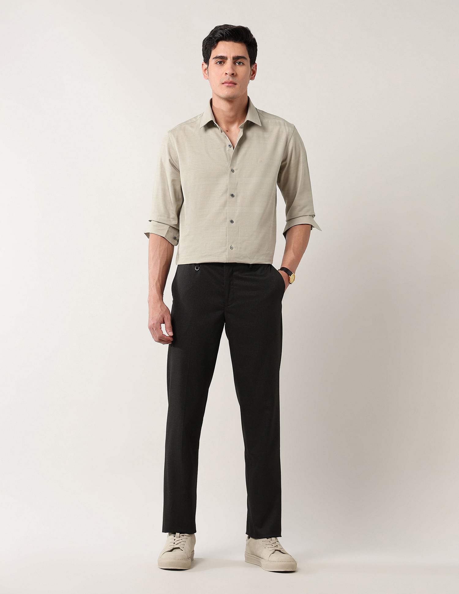 Arrow Newyork Mid Rise Dobby Trousers