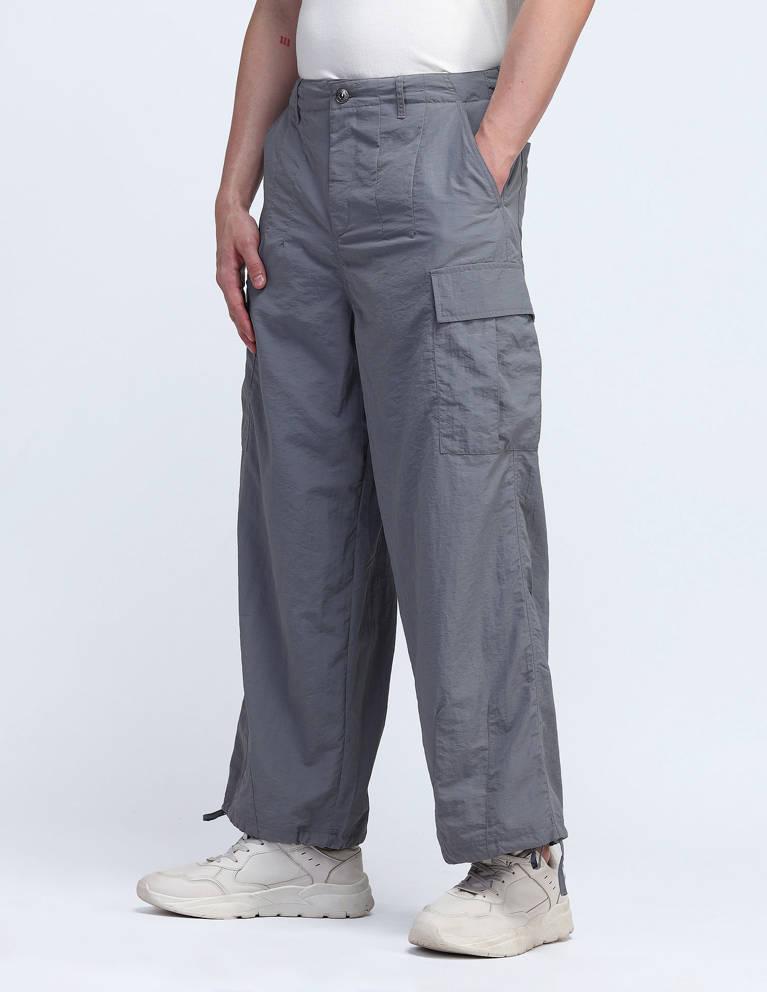 Flying Machine Cobain Loose Fit Solid Cargos