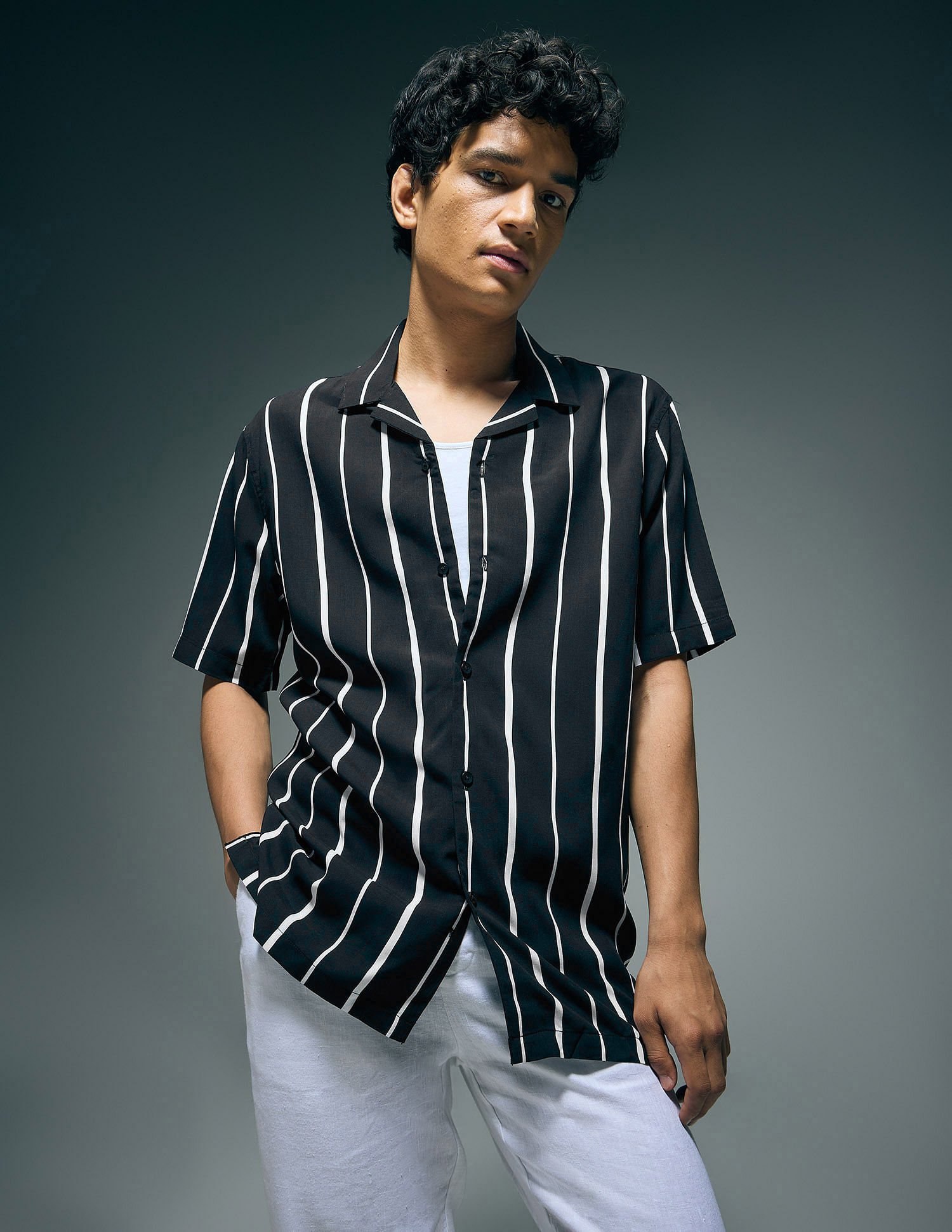 Flying Machine Vertical Striped Original Cuban Shirt