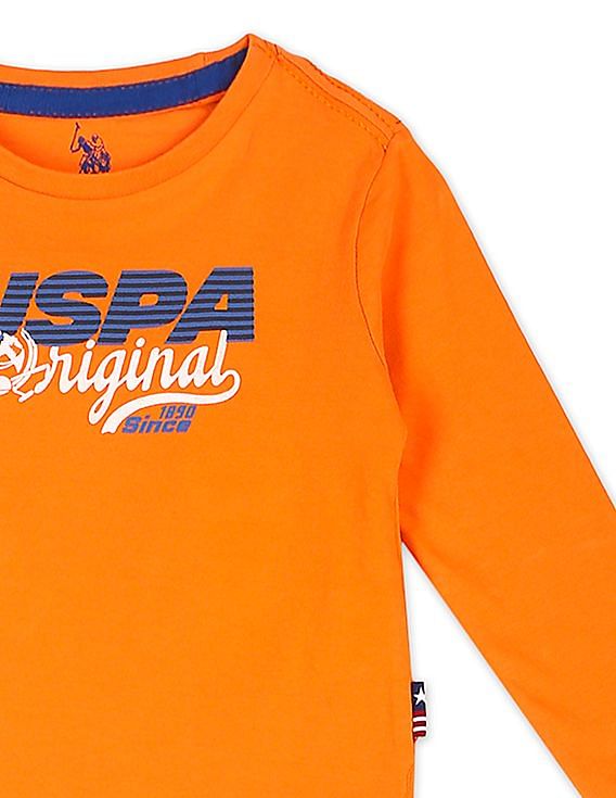 U.S. Polo Assn. Kids Long Sleeve Brand Print T-Shirt