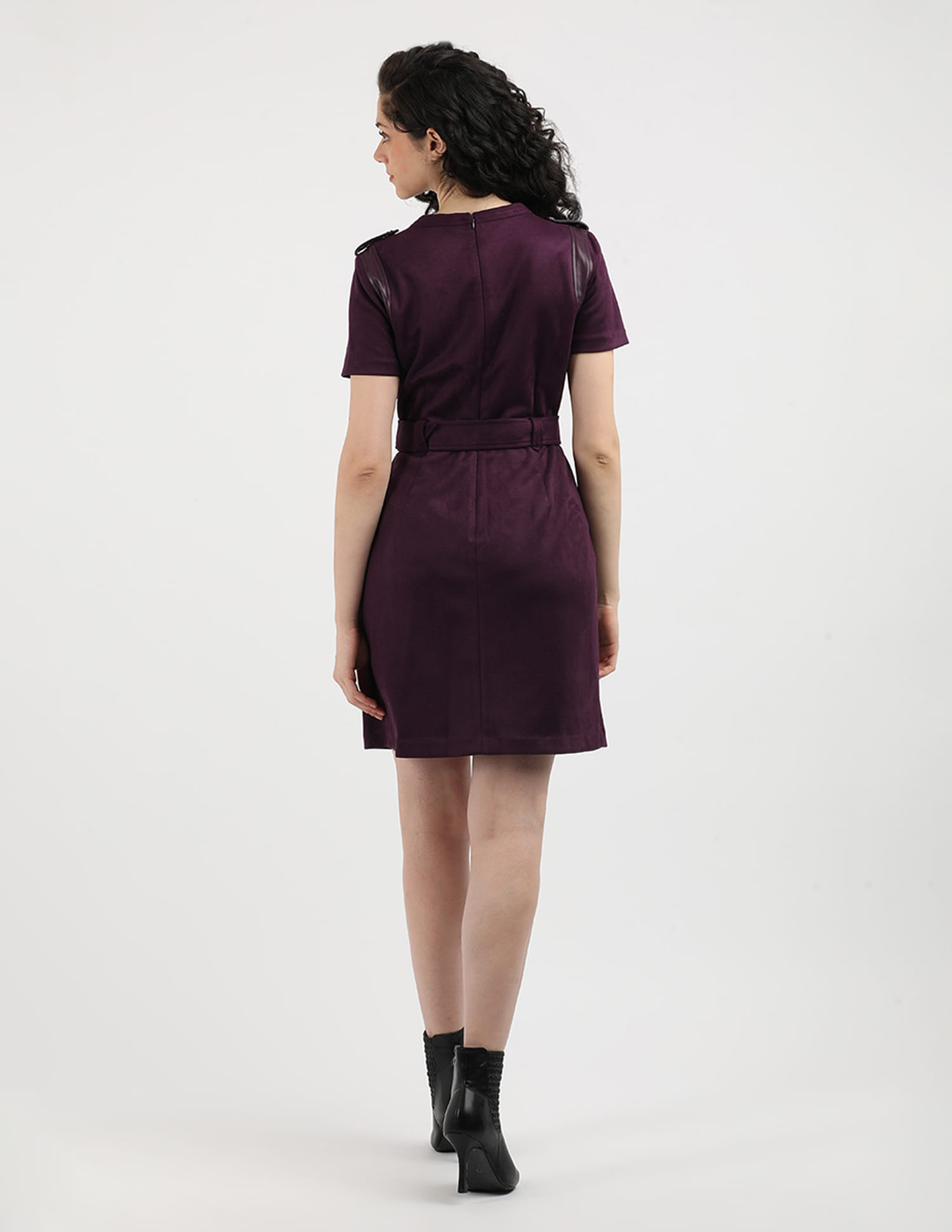 Buy Calvin Klein Suede PU Leather Combo Fit & Flare Dress - NNNOW.com