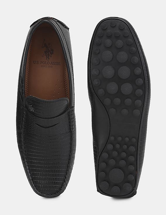 U.S. Polo Assn. Men Black Penny Strap Textured Zade Loafers