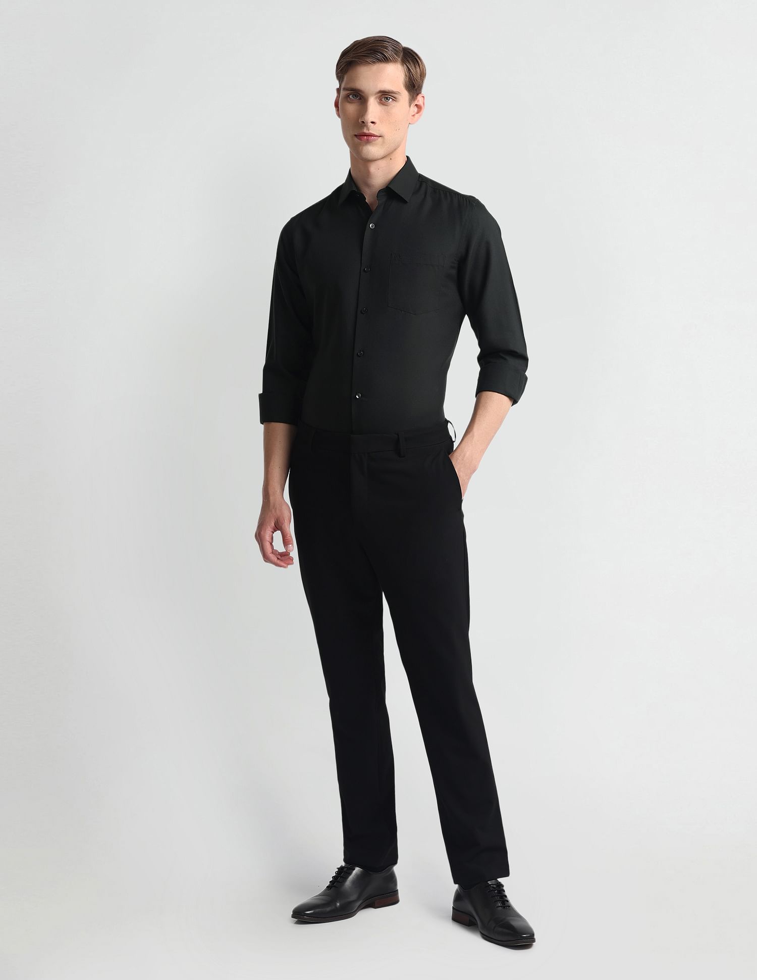 Arrow Self Design Manhattan Slim Fit Shirt