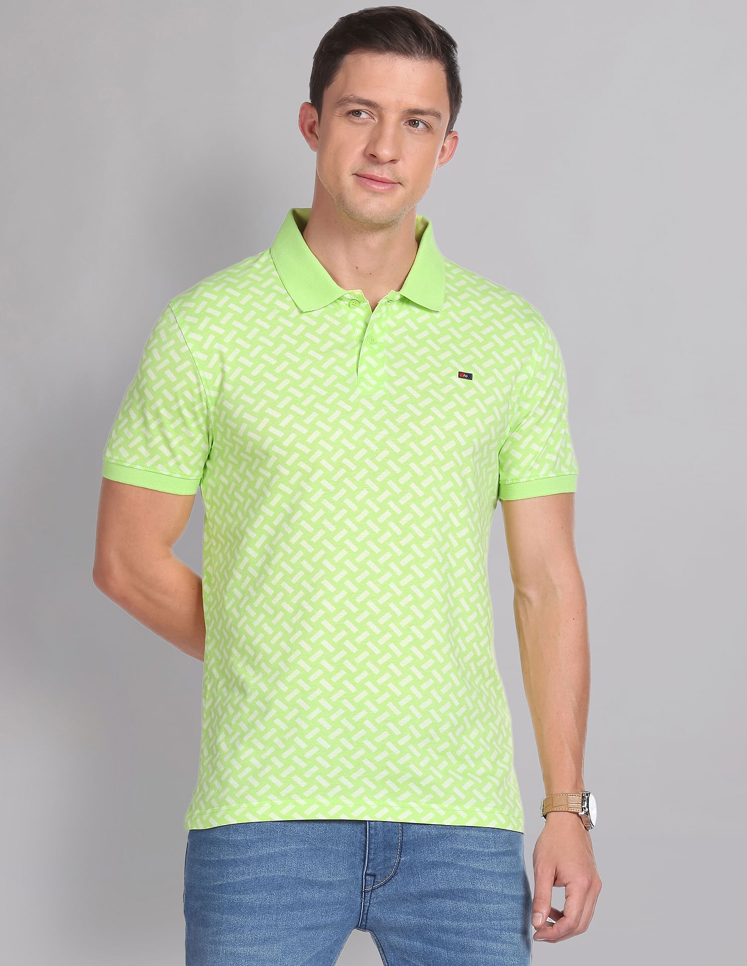 AD by Arvind Cotton Slim Fit Polo Shirt