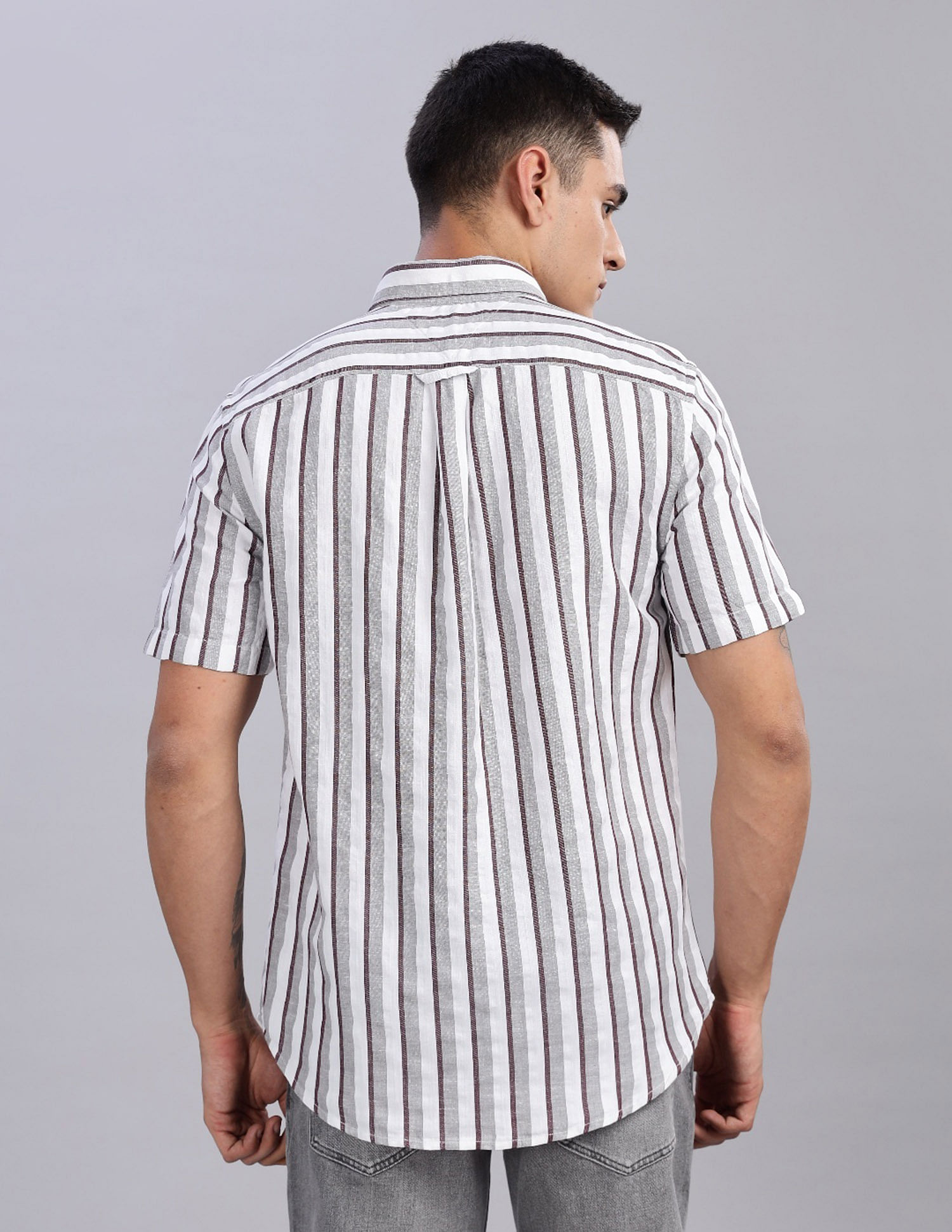 Tommy Hilfiger Striped Regular Fit Plain Woven Shirt