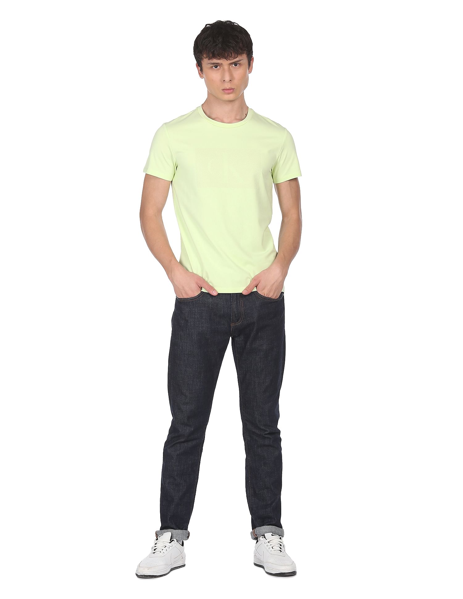 Calvin Klein Jeans Men Mint Slim Fit Embellished T-shirt