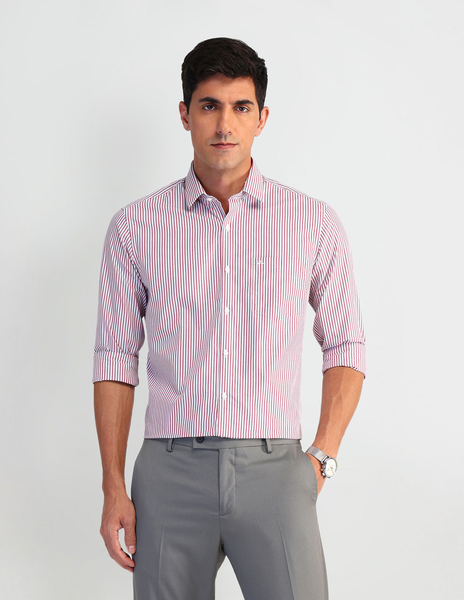 Arrow Vertical Stripe Manhattan Slim Fit Shirt