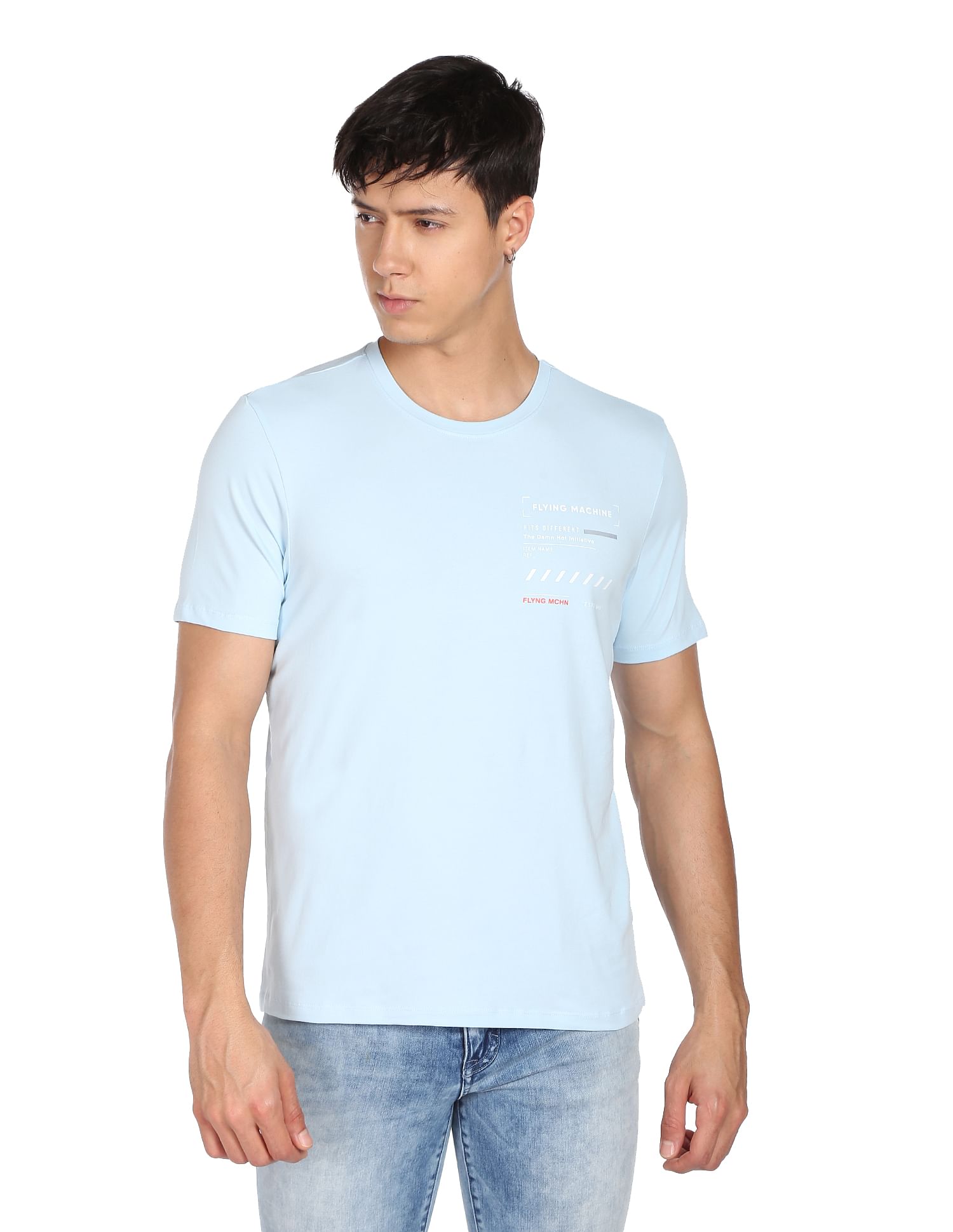 Flying Machine Illusion Graphic Print T-Shirt