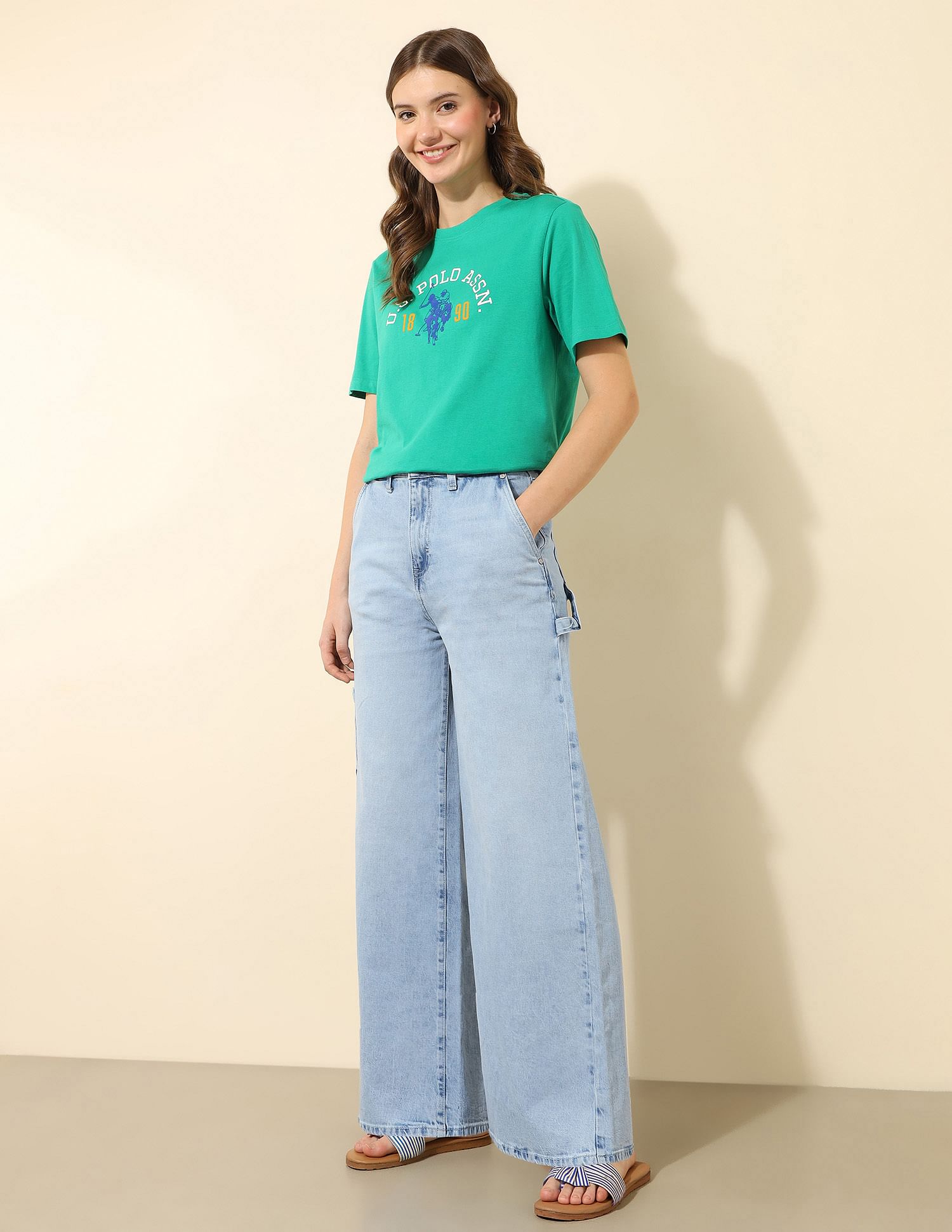 U.S. Polo Assn. Women High Rise Ultra Wide Leg Jeans