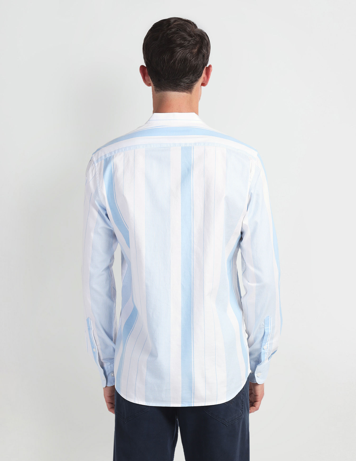 Arrow Sports Mandarin Collar Twill Shirt