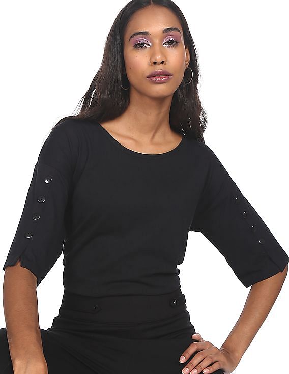 womens dressy black t shirt