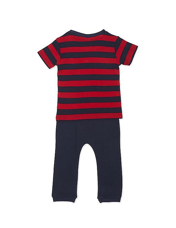 U.S. Polo Assn. Kids Baby Assorted Striped T-Shirt And Pants Set