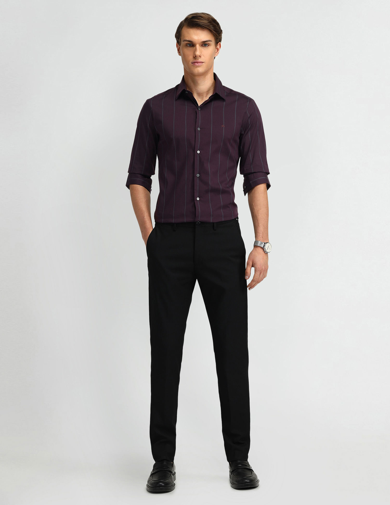 Arrow Newyork Brooklyn Ultra Slim Fit Vertical Striped Shirt