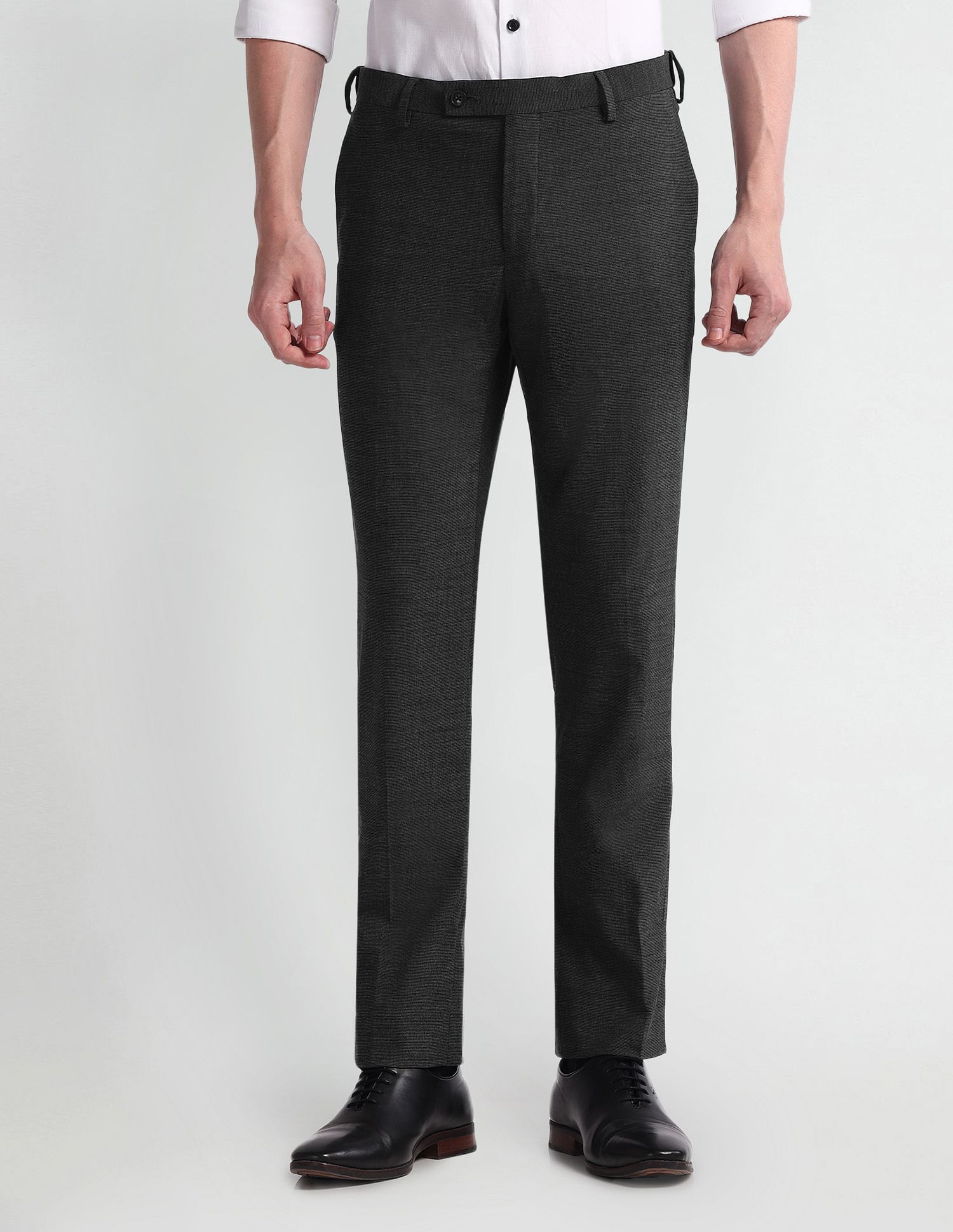 Arrow Patterned Dobby Mid Rise Trousers