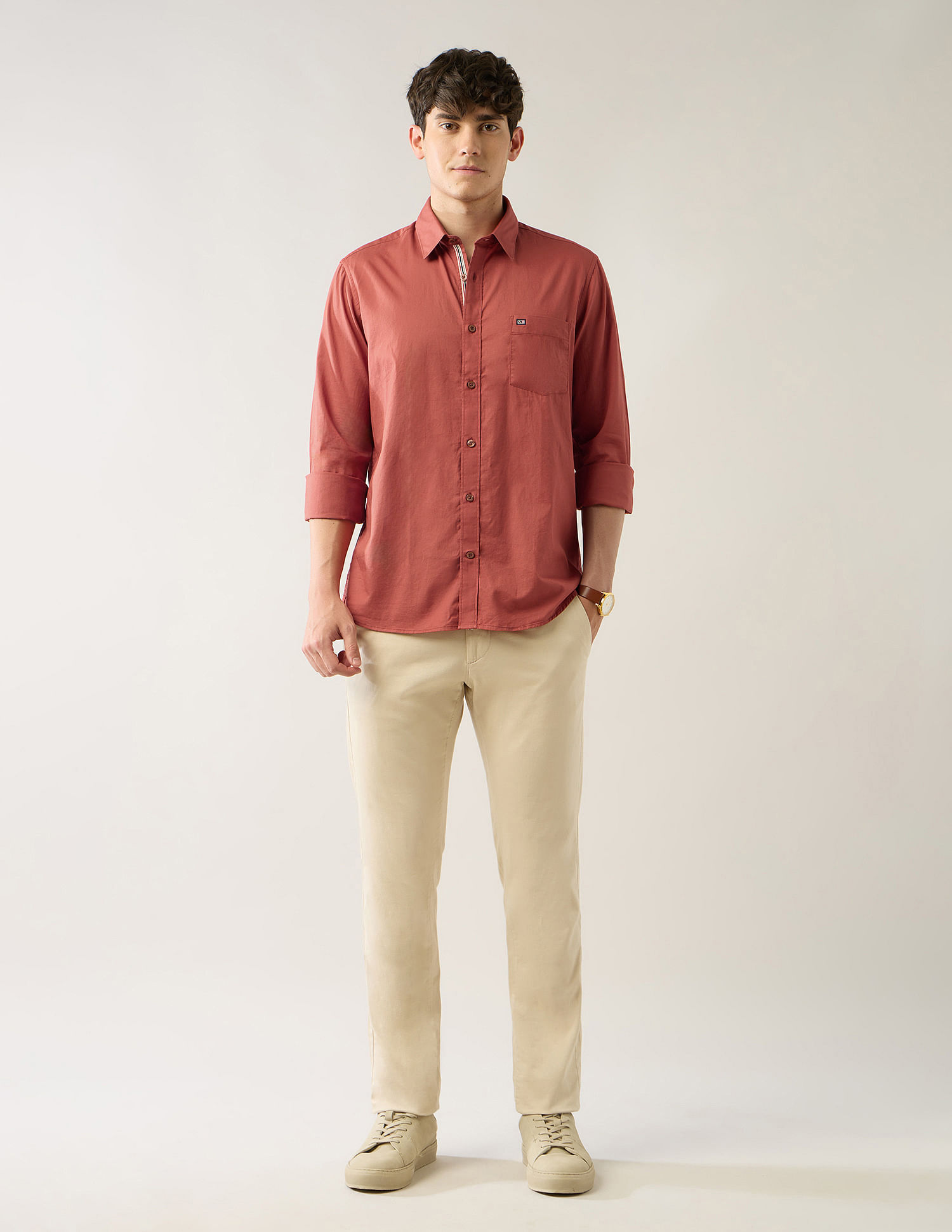 Arrow Sport Solid Pure Cotton Tailored Fit Shirt