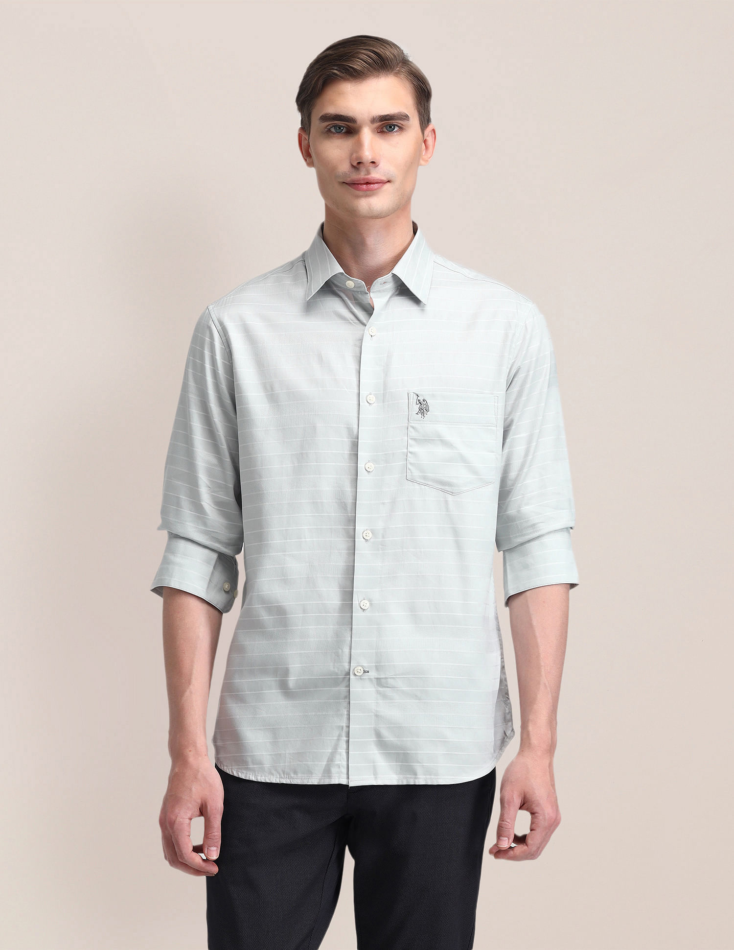 U.S. Polo Assn. Tailored Fit Cotton Striped Shirt