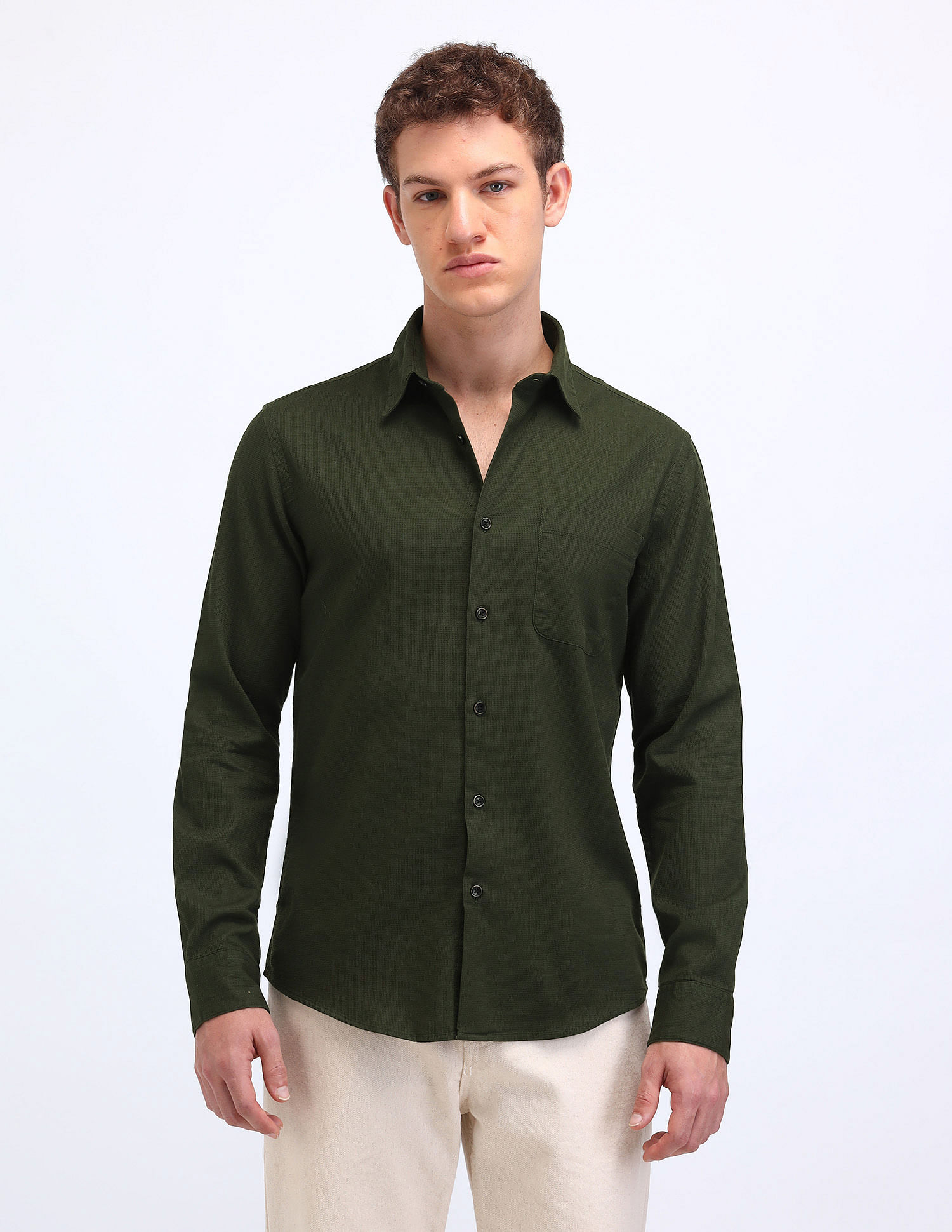 Flying Machine Textured Slim Fit Shirt