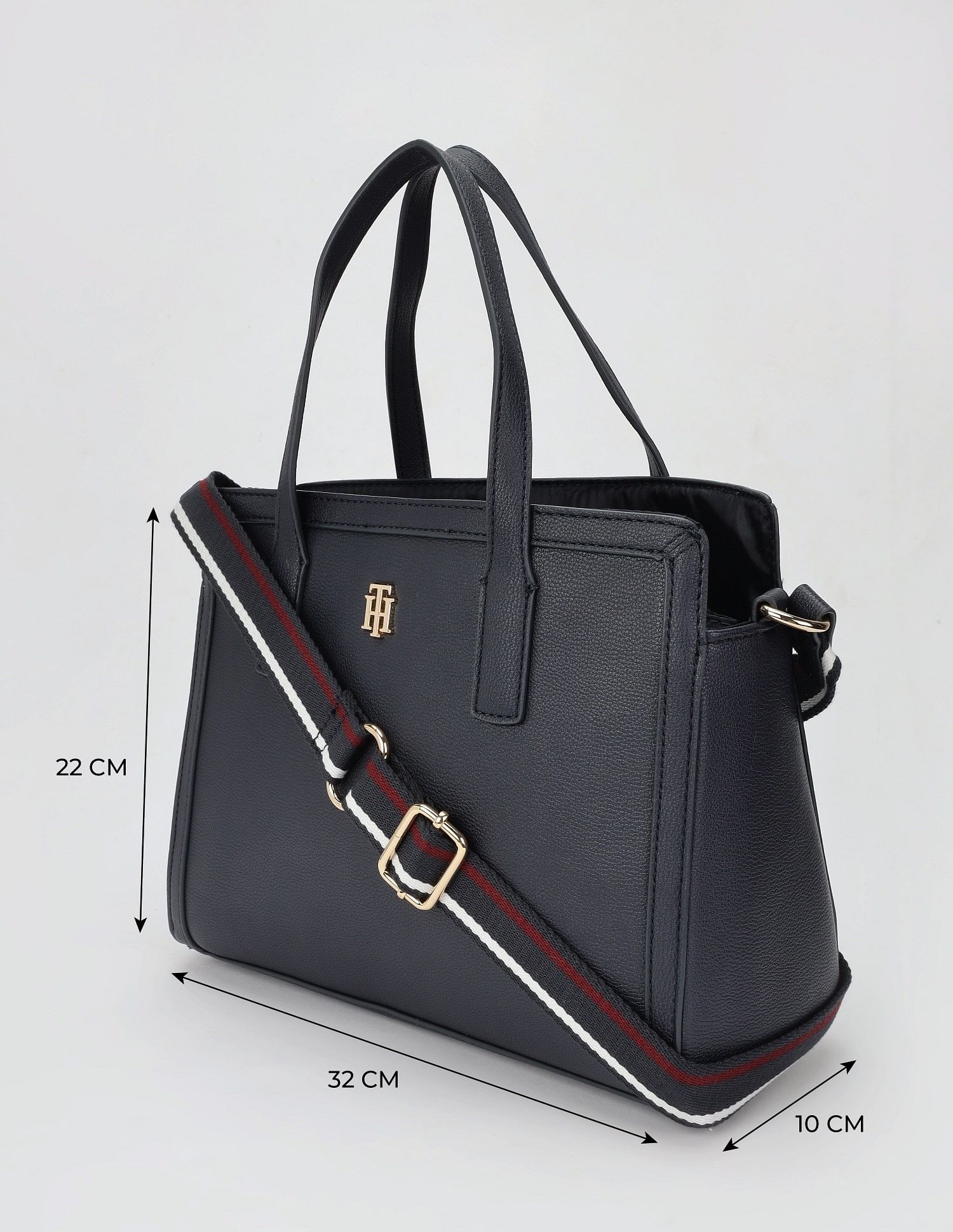 Tommy Hilfiger Solid Blue Cotton Handbags