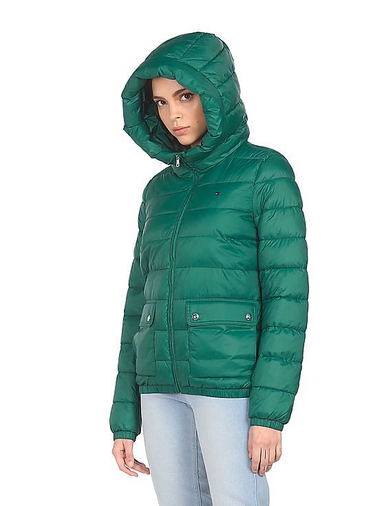 tommy hilfiger bright green puffer jacket