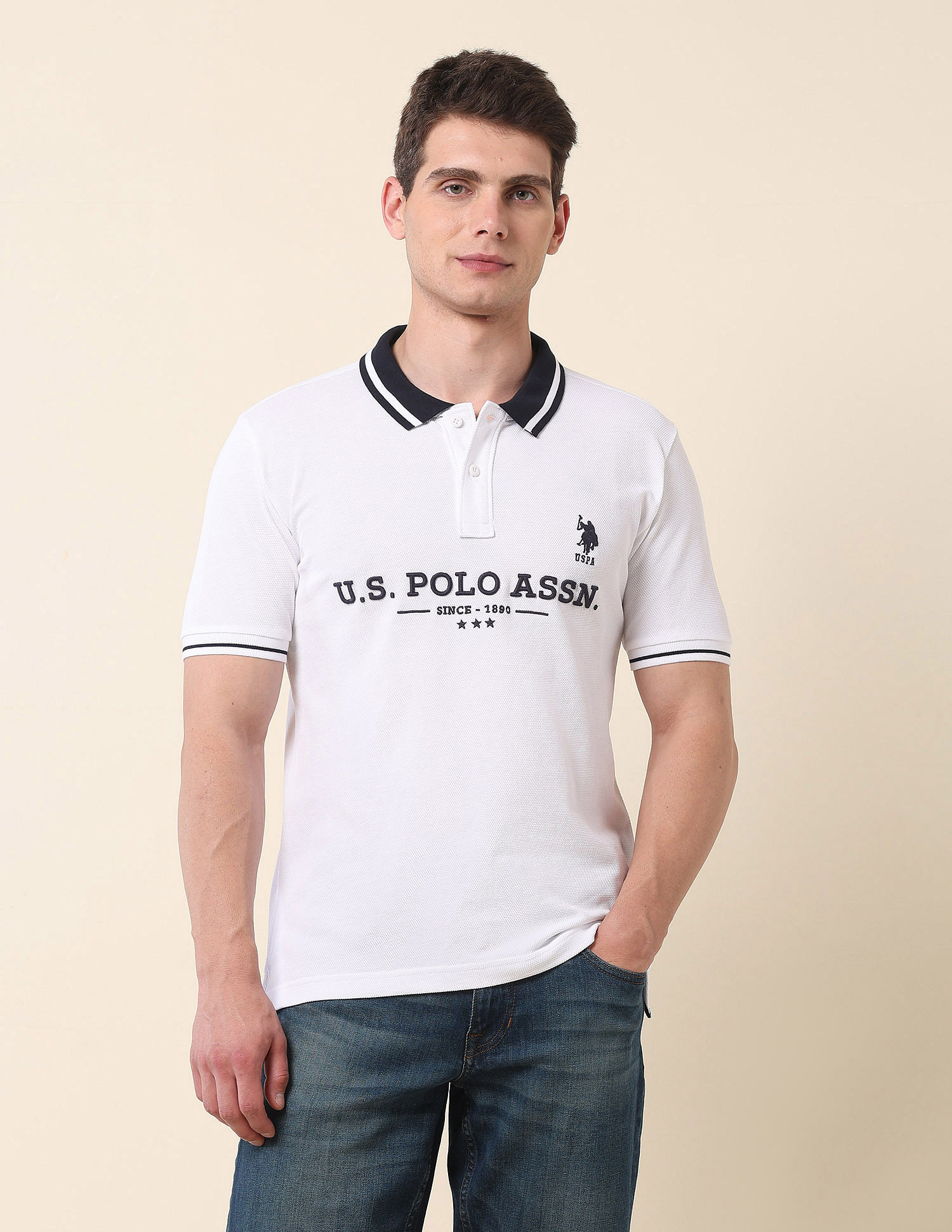 U.S. Polo Assn. Brand Embroidered Gold Cup Polo Shirt