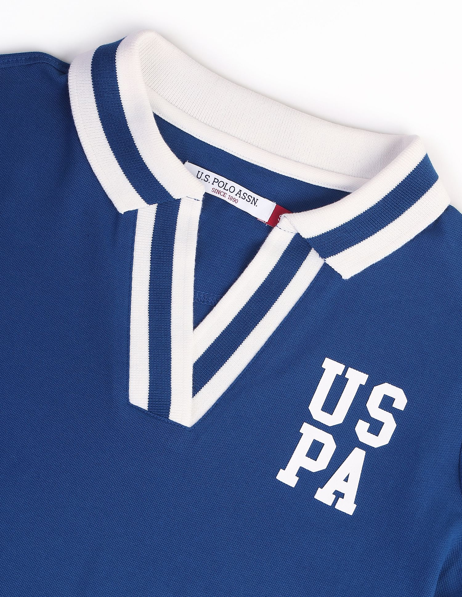 U.S. Polo Assn. Women Striped Collar Pique Polo Shirt