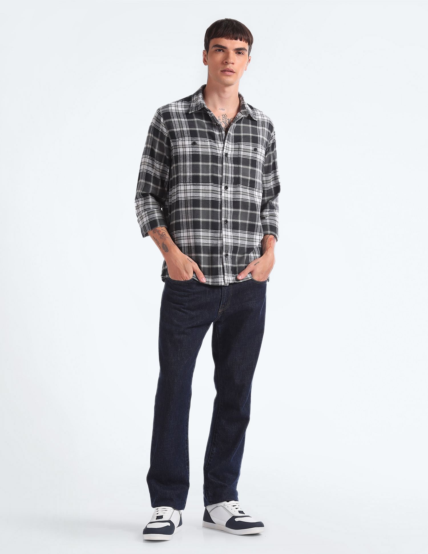 Flying Machine Tartan Check Relaxed Overshirt