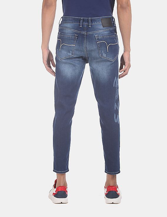 Flying Machine Mankle Slim Fit Ripped Stone Wash Jeans