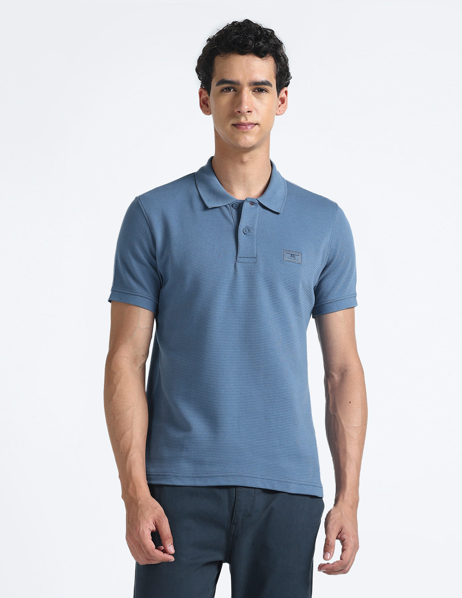 Flying Machine Horizontal Stripe Cotton Polo Shirt