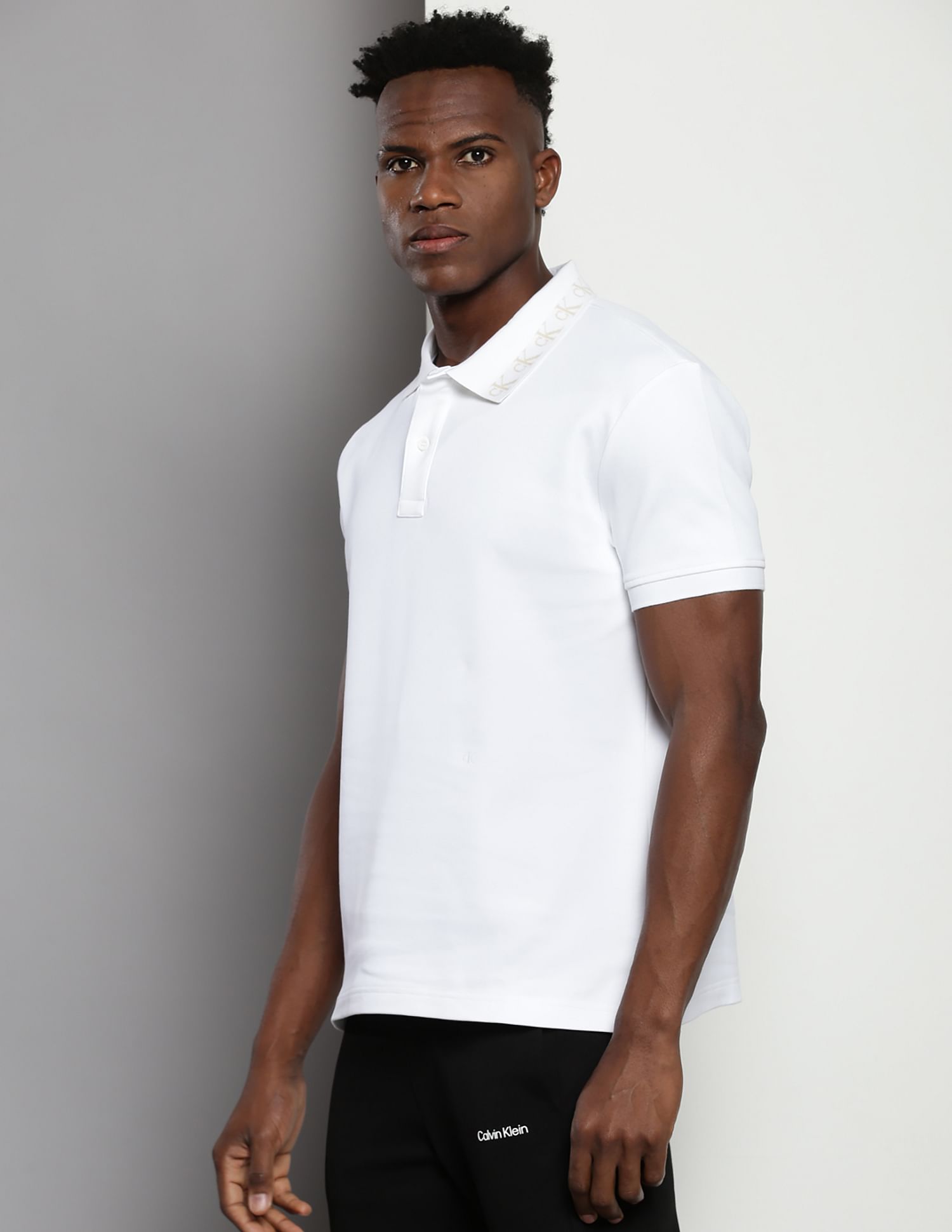 Buy Calvin Klein Solid Logo Collar Polo Shirt NNNOW