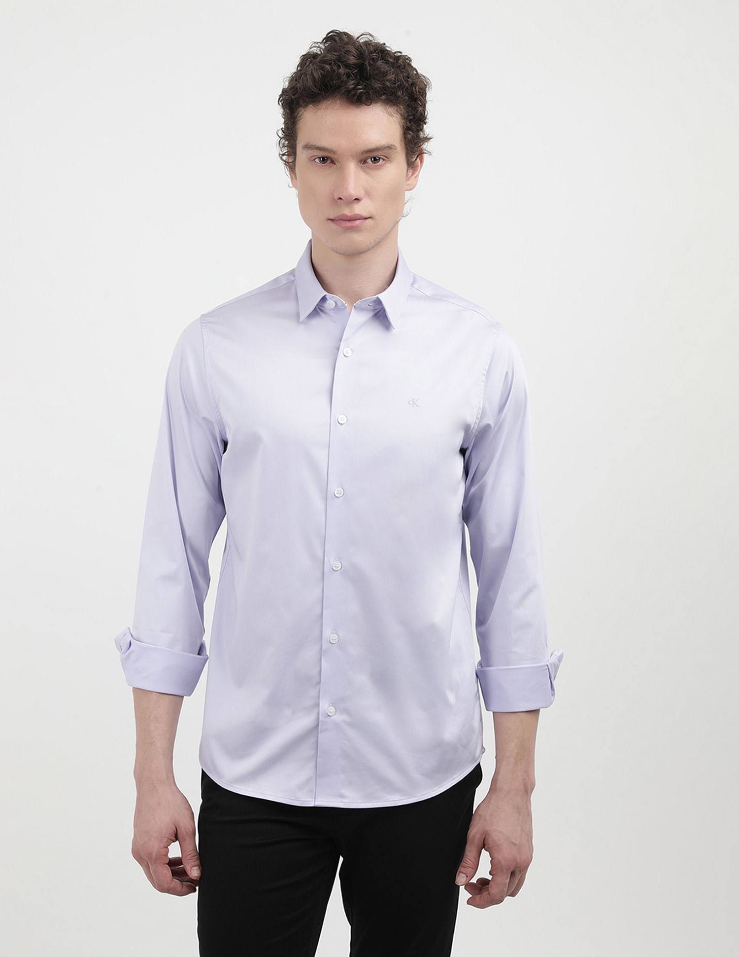 Calvin Klein Jeans Stretch Satin Slim Fit Shirt