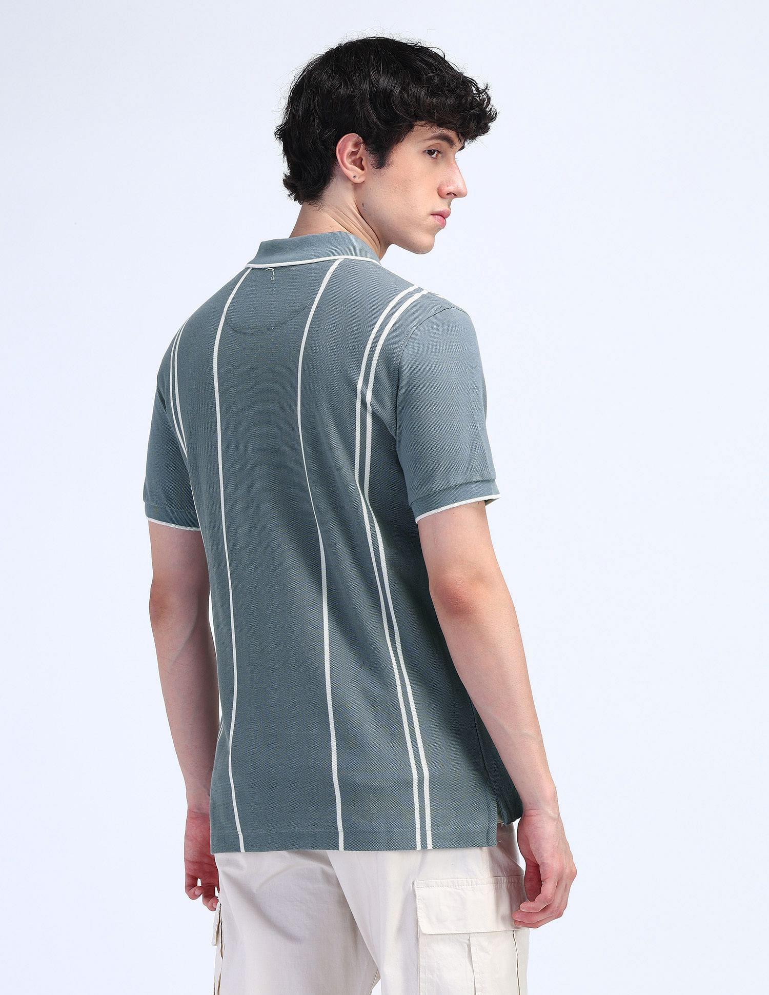 Flying Machine Vertical Striped Regular Polo Shirt