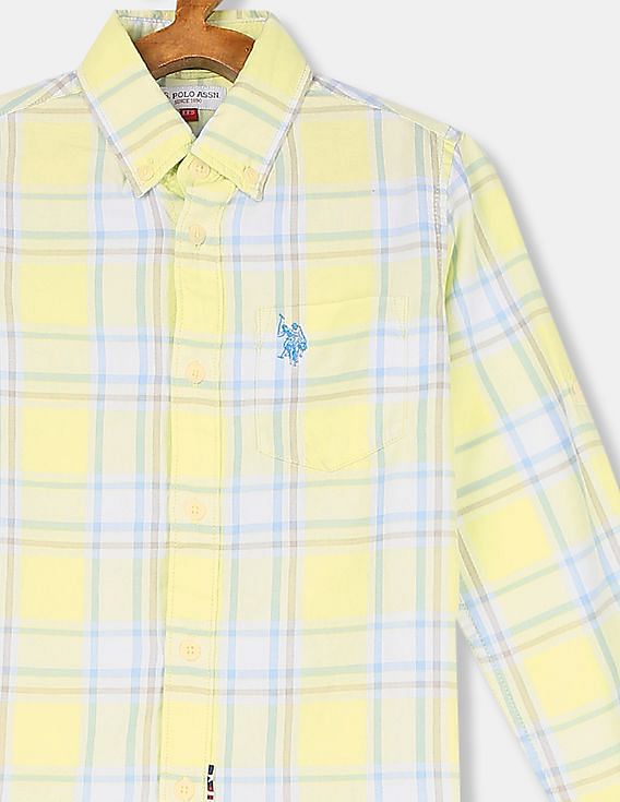 boys yellow button down