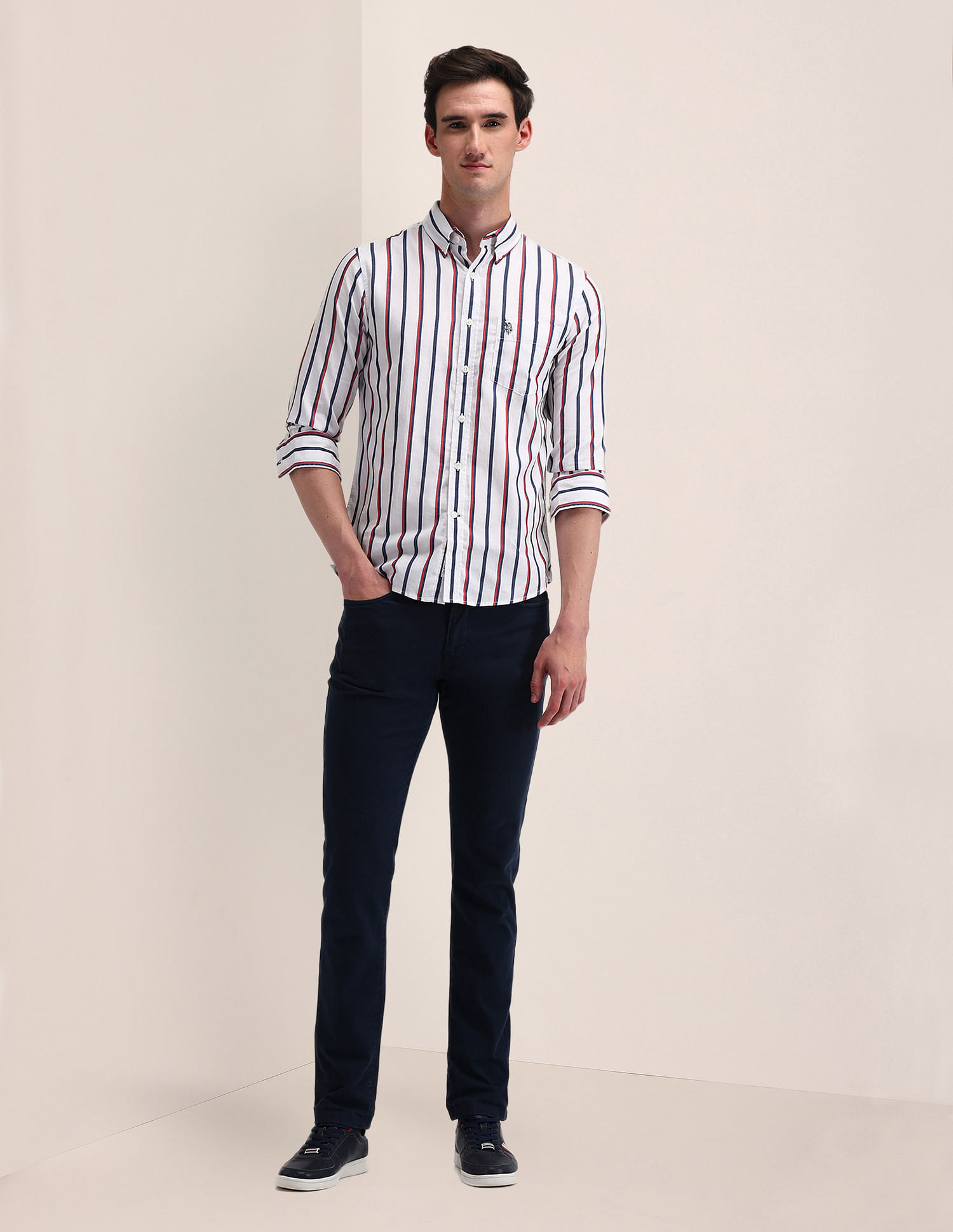 U.S. Polo Assn. Tailored Fit Cotton Striped Shirt