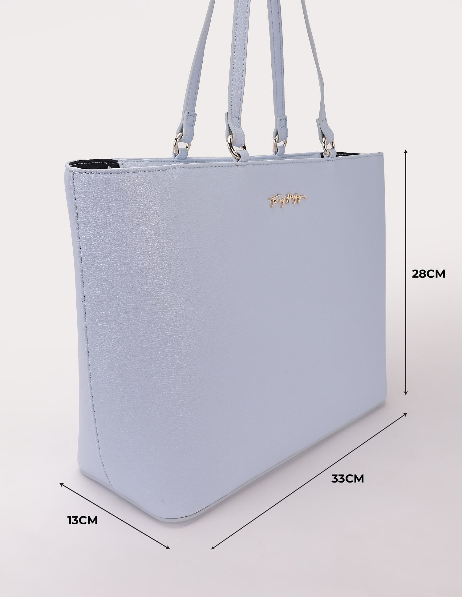 Tommy Hilfiger Solid Blue Pu Tote Bag
