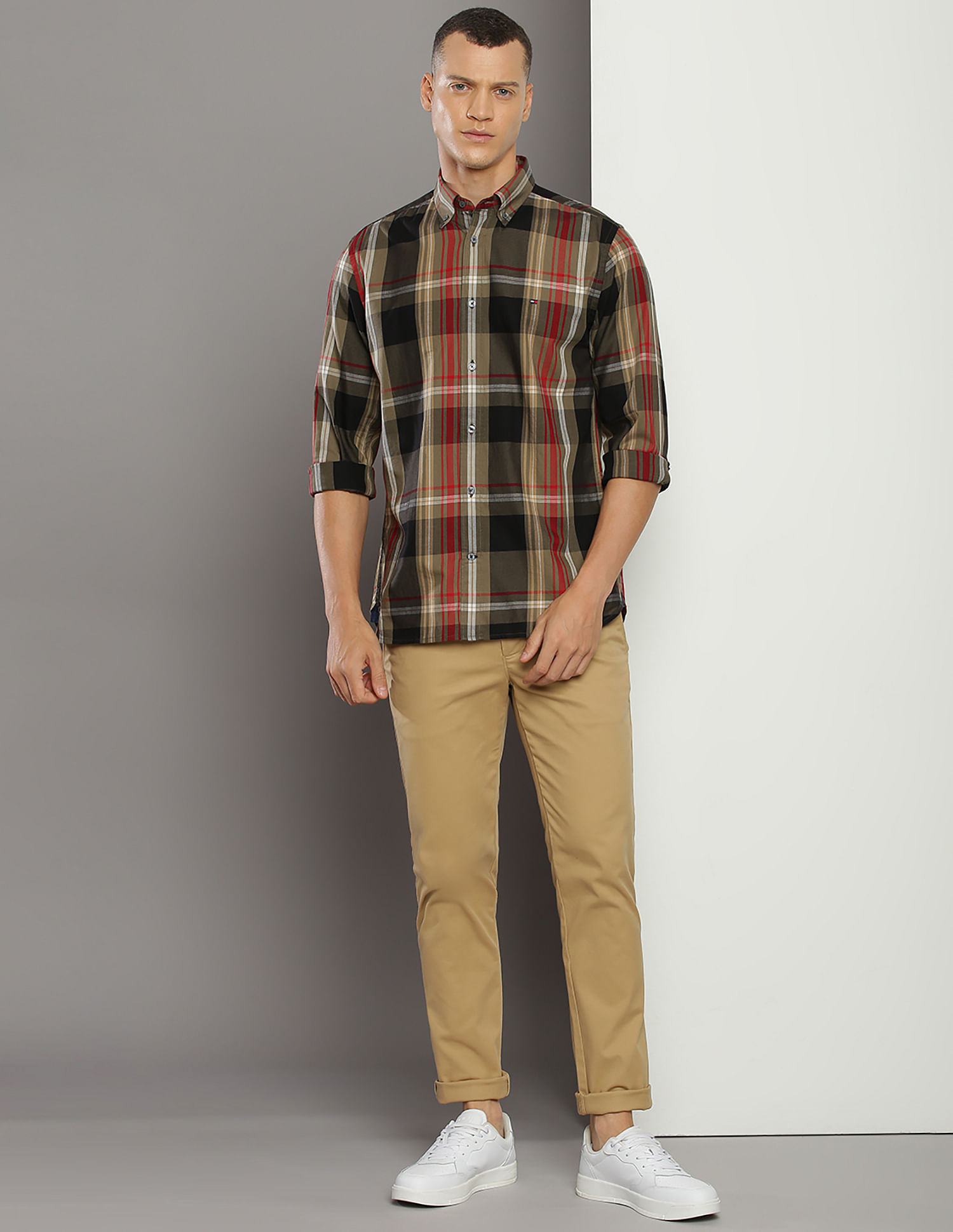Tommy Hilfiger Pure Cotton Tonal Plaid Check Shirt