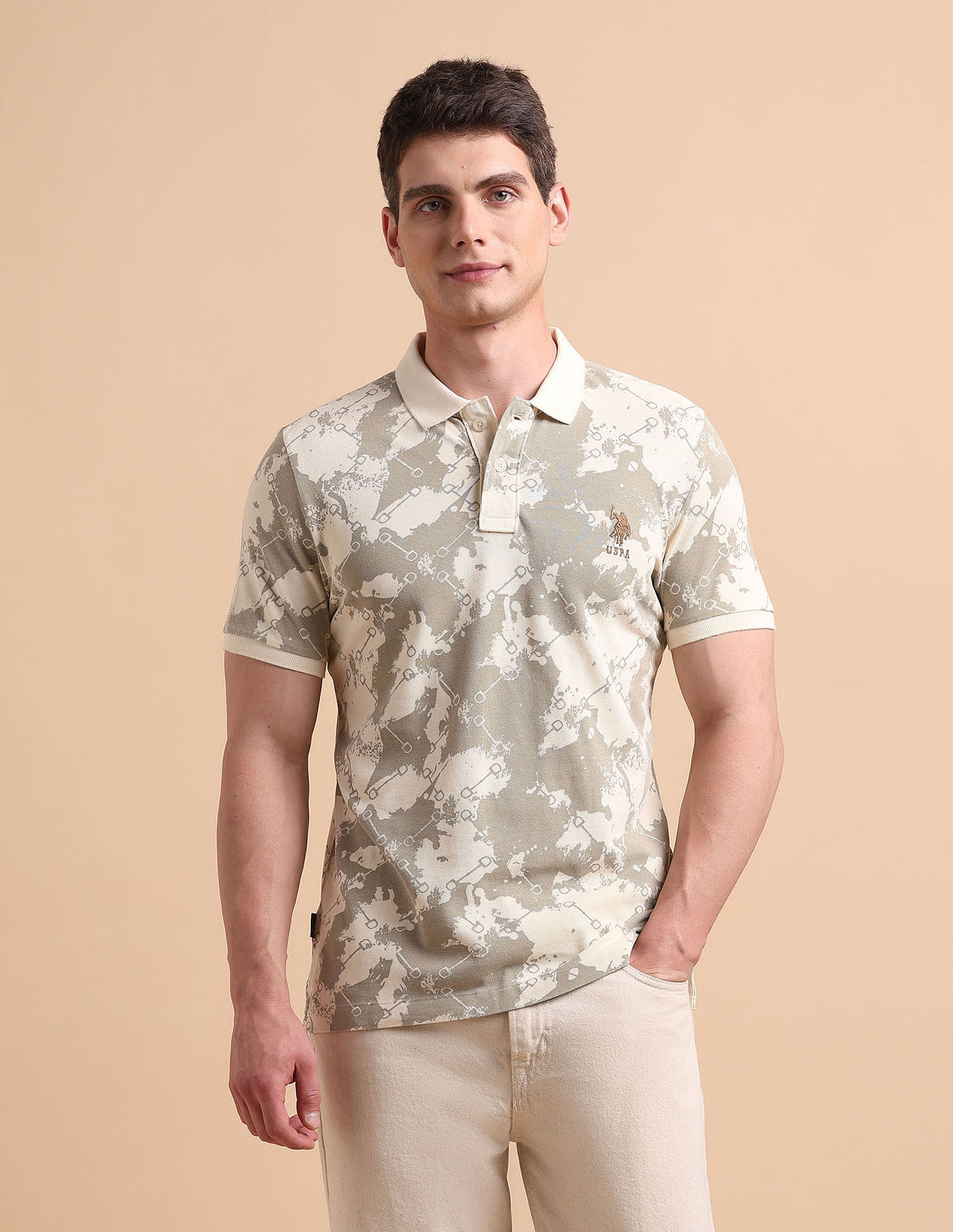 U.S. Polo Assn. Denim Co. Abstract Printed Pure Cotton Polo Shirt