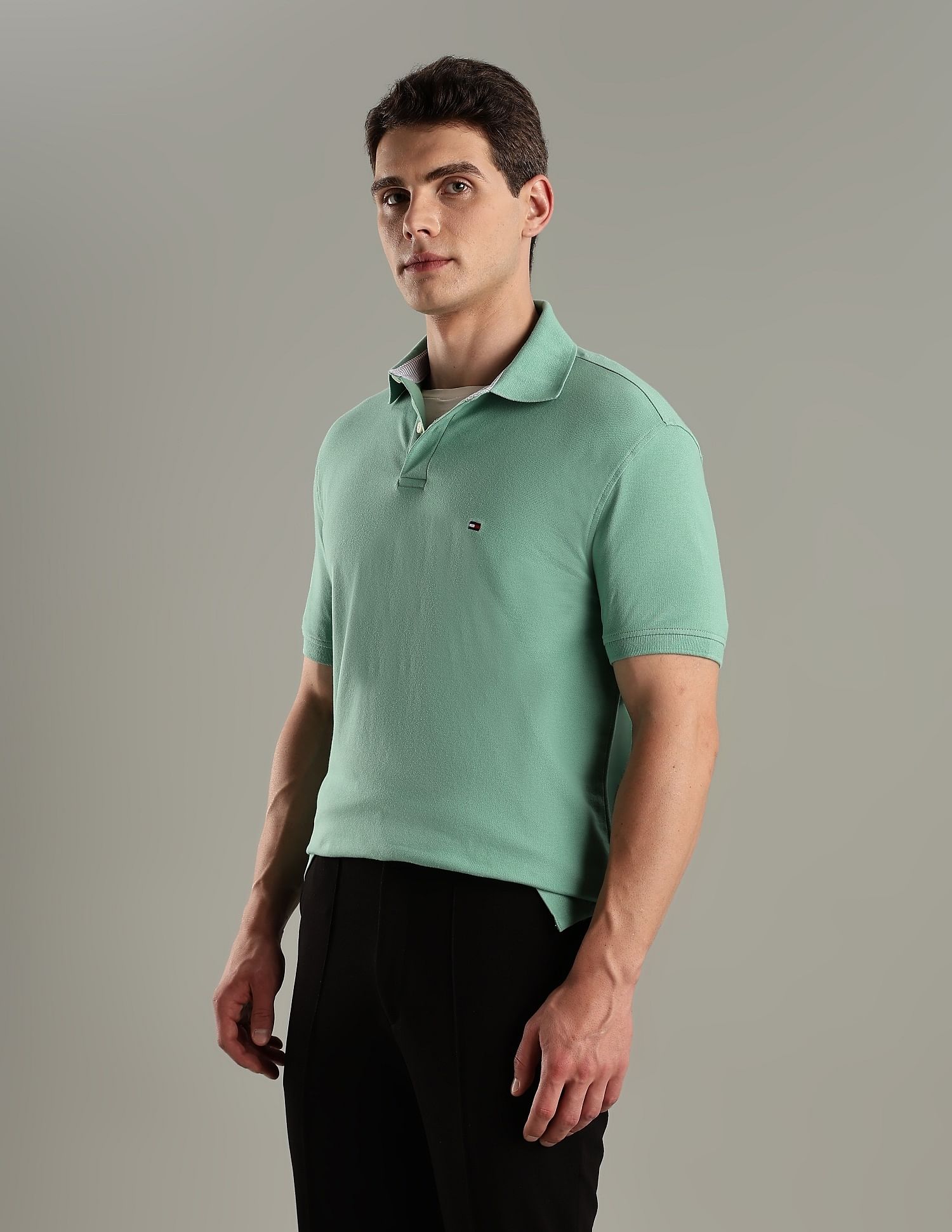Tommy Hilfiger Solid Regular-Fit Cotton Polo T-Shirt