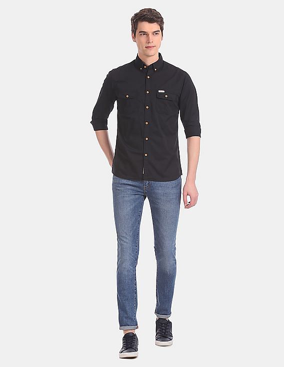U.S. Polo Assn. Denim Co. Button Down Collar Solid Casual Shirt