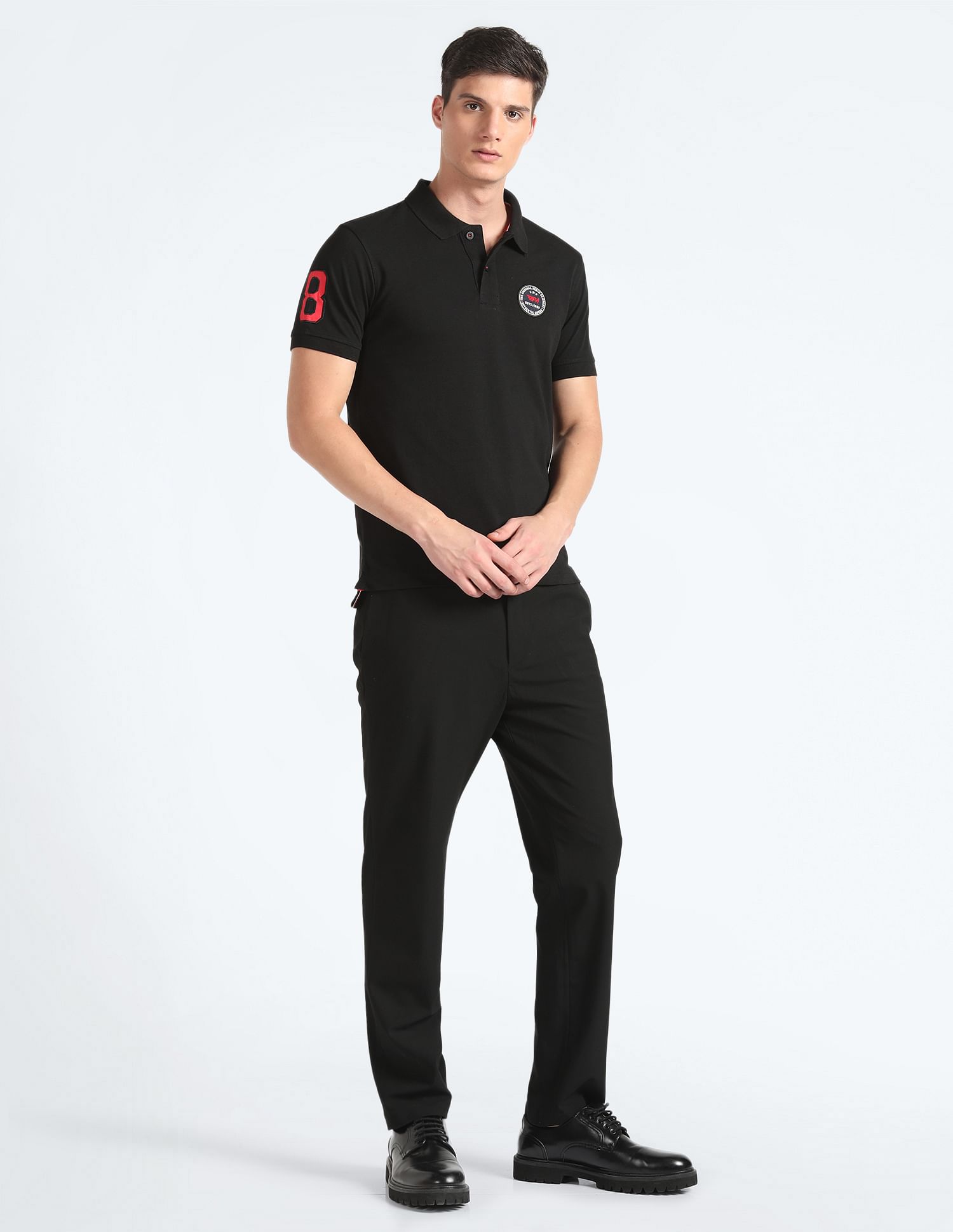 Flying Machine Logo Applique Pique Polo Shirt