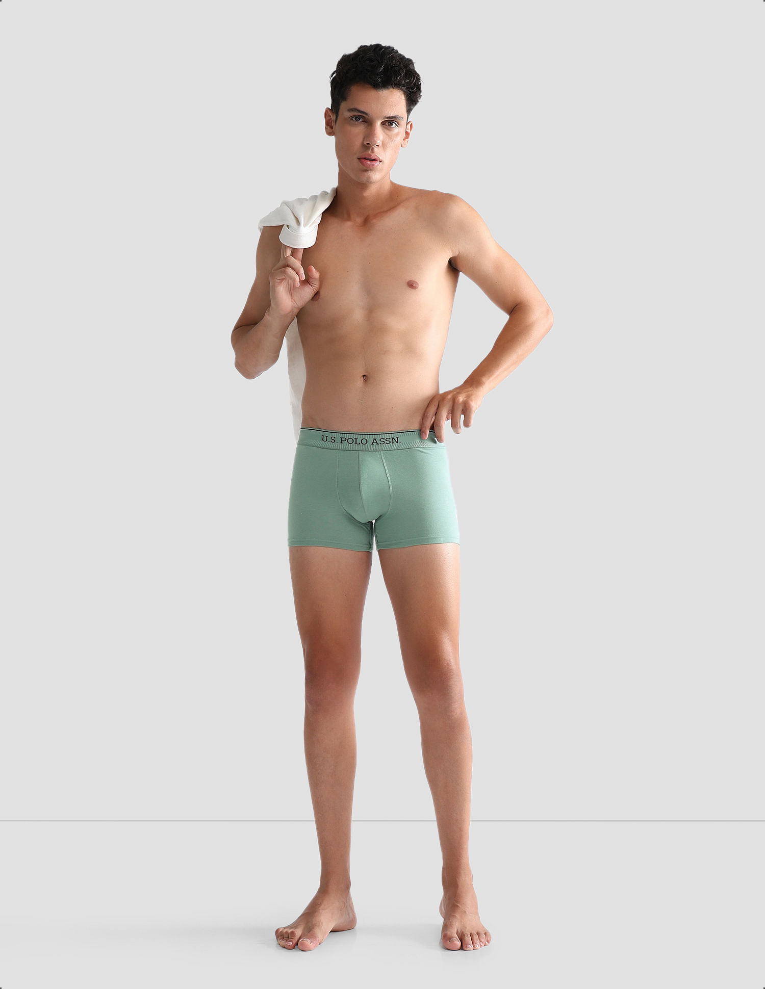 U.S. Polo Assn. Mid Rise Solid OET15 Trunks - Pack Of 3