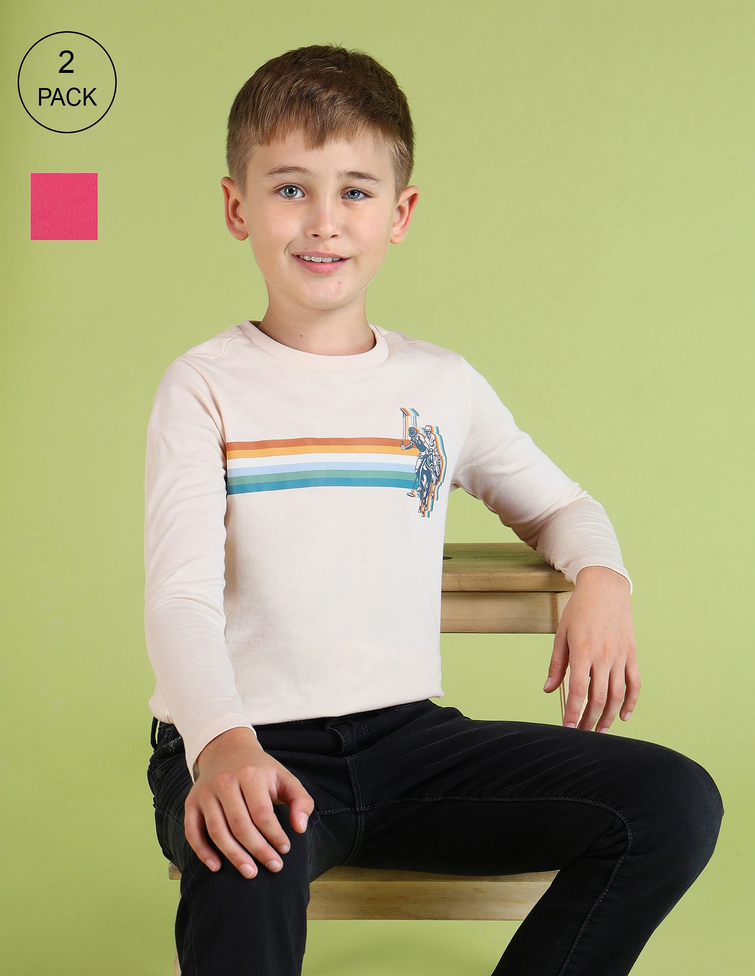 U.S. Polo Assn. Kids Boys Brand Printed Regular Fit T-Shirt